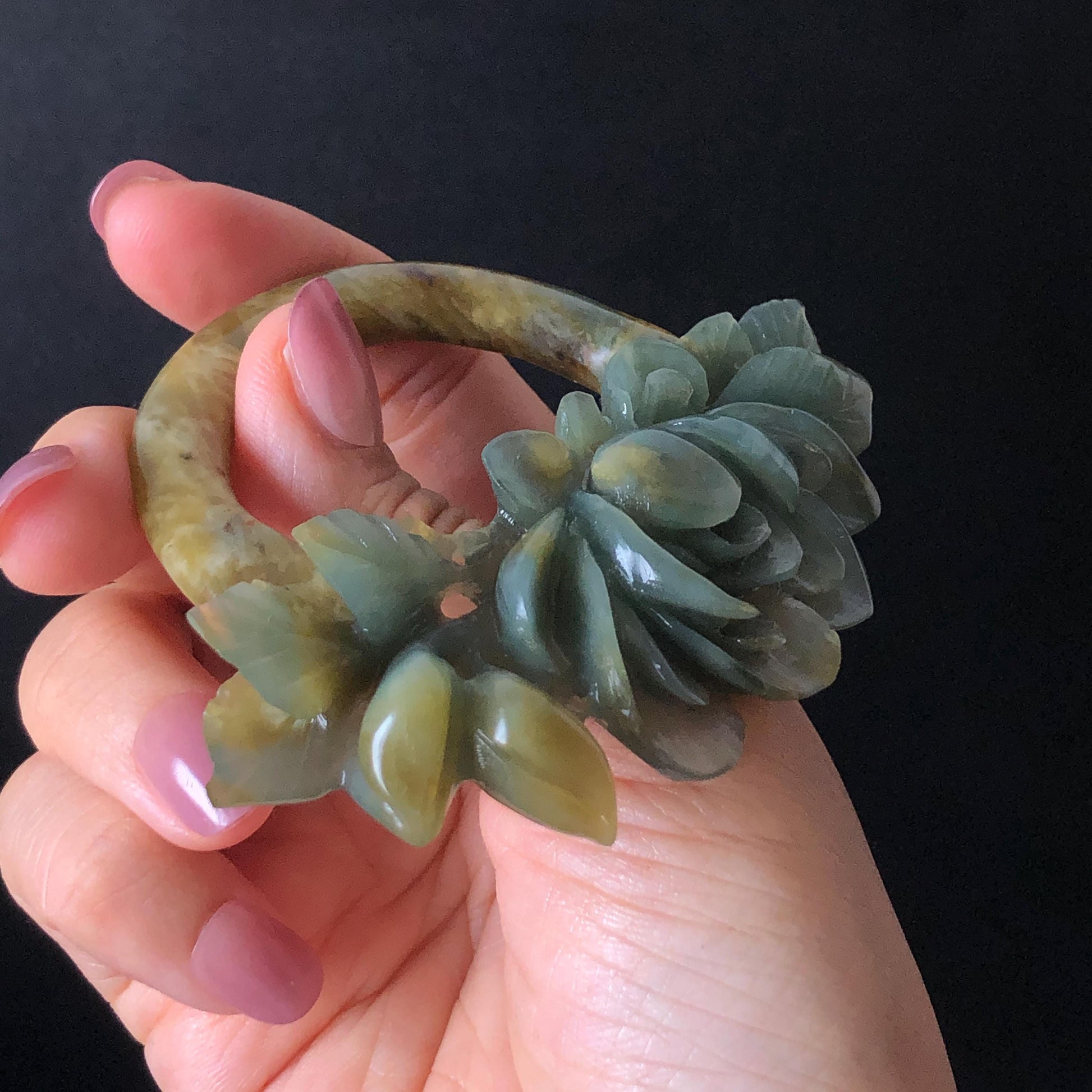 Xiu Jade Serpentine Hand Carved Small Peony Hair Pin: Certified Natural Yellow Green Jade Hair Stick, Asian Vintage Chinese Vintage Hanfu Antique Hair Fork Gift for her japanese hairpin korean hair stick vintage hair comb antique hair pins hanfu hair stick bridal shower hair jewelry wedding headpiece engagement hair accessory jade carving hand engraved jade hand carved flower jade hairpins untreated natural jade certificate phoenix carving peony carving green jade yellow jade multicolour jade