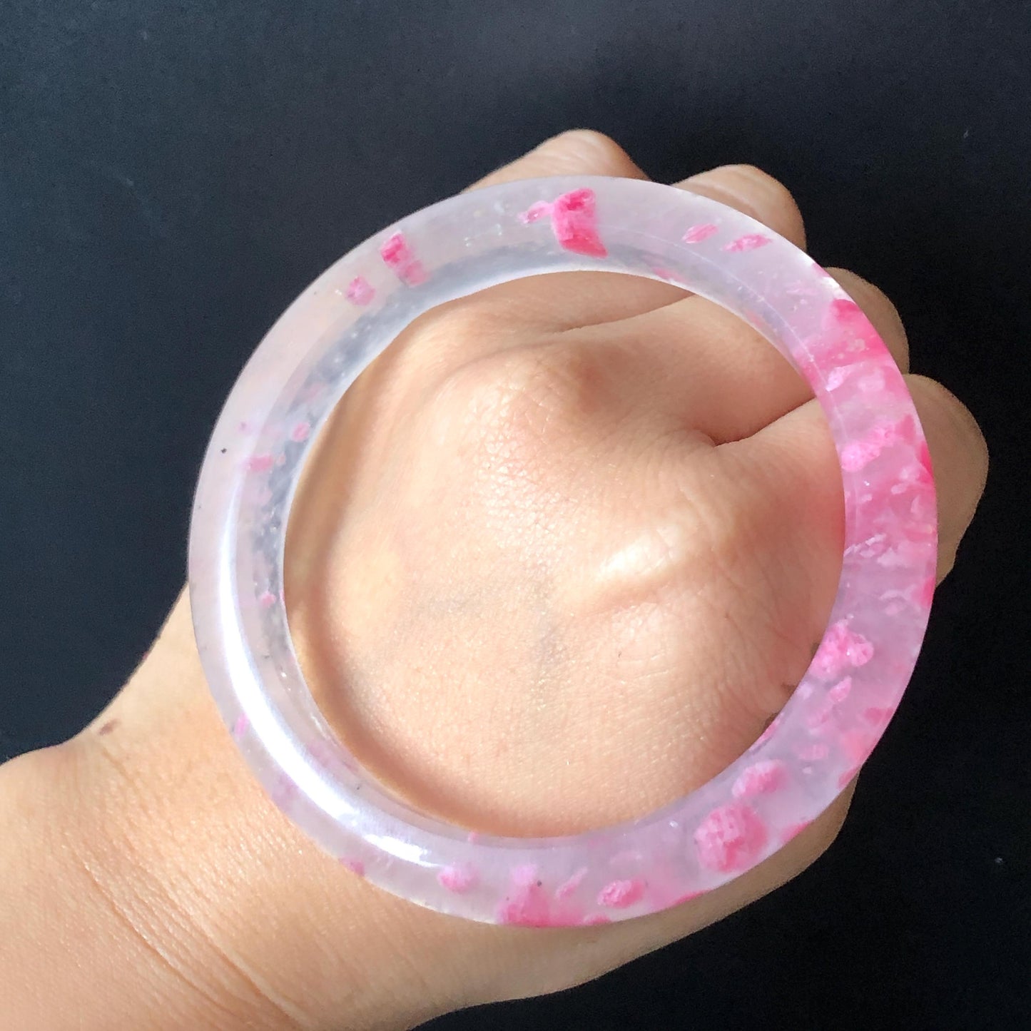 60.4mm Premium Ultra-rare Natural Icy Rhodonite Crystal Stone Gemstone Bangle | Blossom Flowers | Sakura Rain | Plum Blossom | Cherry Blossom icy natural crystal bracelet gemstone bangle pink stone bangle love stone healing stone heart chakra healing crystal mediative stone pink gemstone gift for her mother day gift