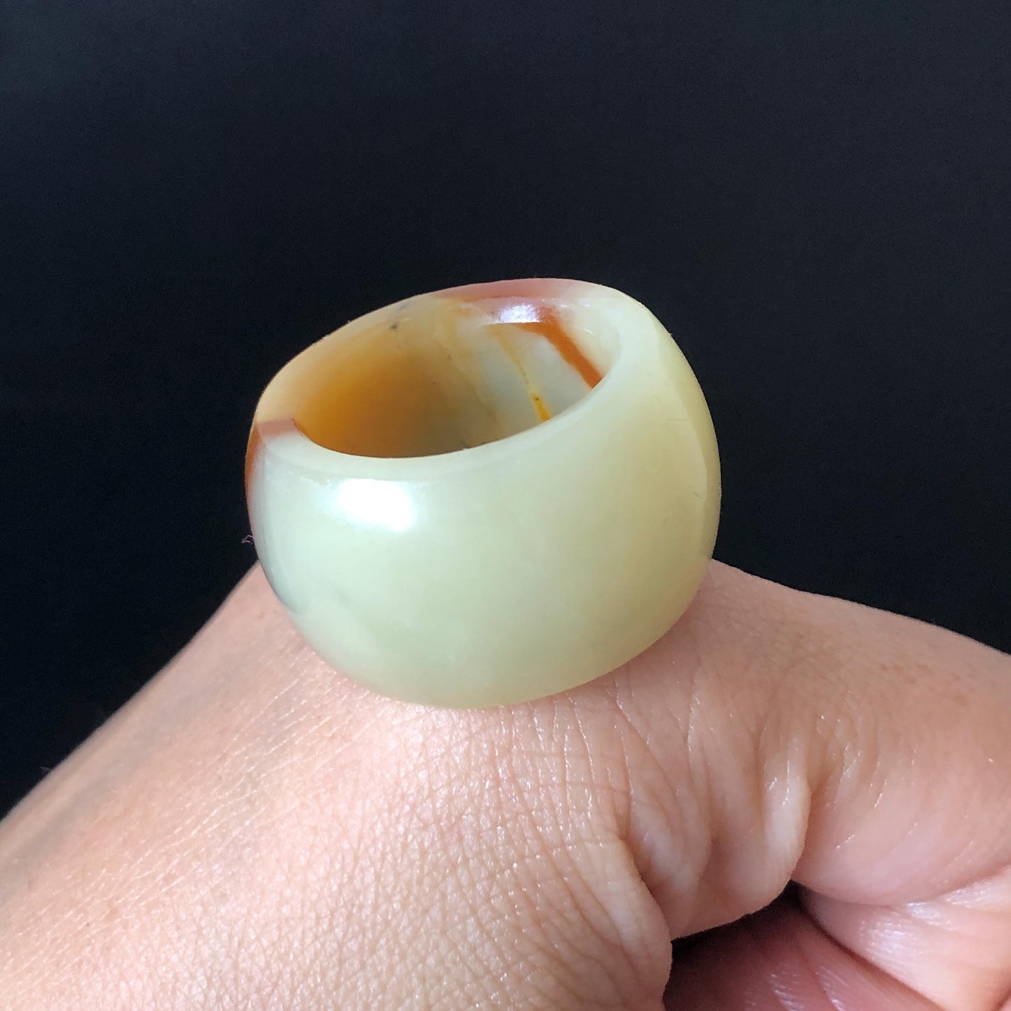 Xiu Jade Serpentine Hand Carved Peony Flower Statement Ring 18.4mm (US 8.25): Natural Brown White Jade 3D Flower Carving Stone Thumb Ring Band Ring gift for her brown jade carving white jade yellow jade multicolour jade peony carving hand engraved statement ring flower carving hand carved flower natural untreated jade handcrafted jade ring 3D stone carving handcrafted ring stackable ring ring pendant flower carving cocktail ring