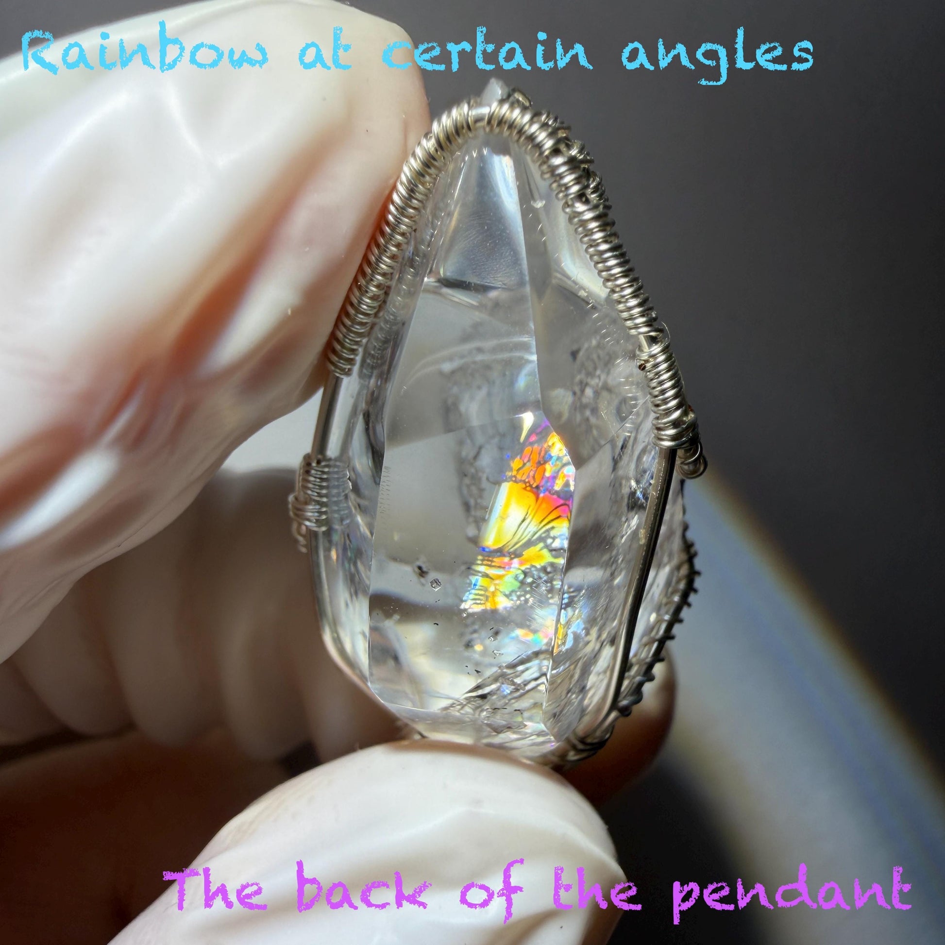 Rare Polished Enhydro Quartz (Herkimer Diamond) Wire Wrapped Pendant Adjustable Choker Necklace: Multiple Moving Sand & Bubble with Black Tourmaline Inclusion Crystal | Natural Gemstone Birthstone Gift for her  enhydro quartz sand water-fall gemstone charm stone pendant choker polished stone pendant crystal charm birthstone gift for her men necklace chakra crystal purify stone minerals specimen adjustable choker silver wire wrapped pendant inclusion crystal meditation stone
