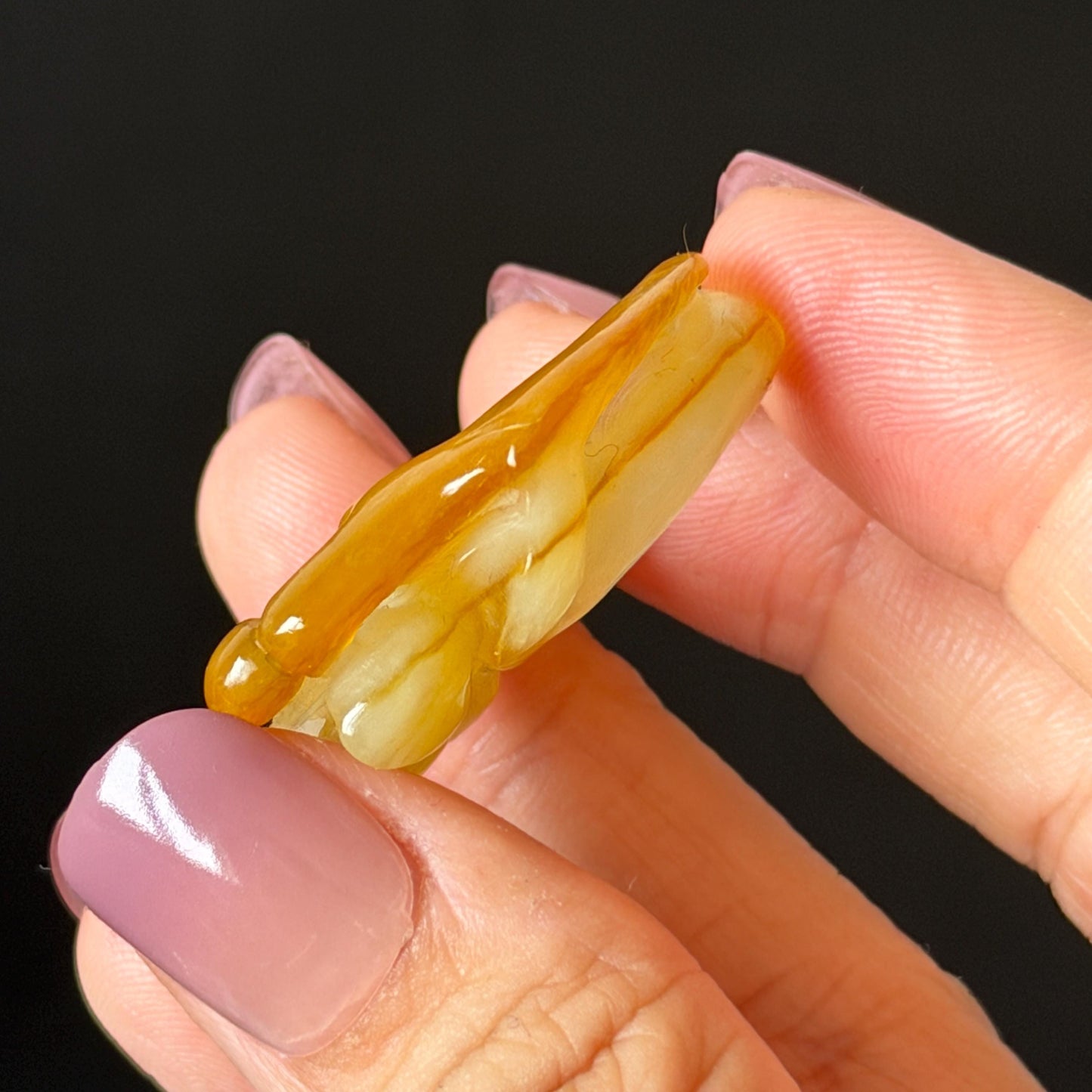 Natural Xiu Jade (Serpentine) Hand Carved Enlightenment Statement Ring 17.2mm (US 7): Lotus and Monks Bicolor White Orange Jade 3D stone carving  Band Ring gift for her orange jade carving white jade brown jade multicolour jade flower carving lotus carving hand engraved statement ring hand carved flower natural untreated jade handcrafted jade ring 3D jade carving Stone carving Gemstone Carving flower Lover gift jade cocktail ring jade band ring handcrafted jade stackable ring