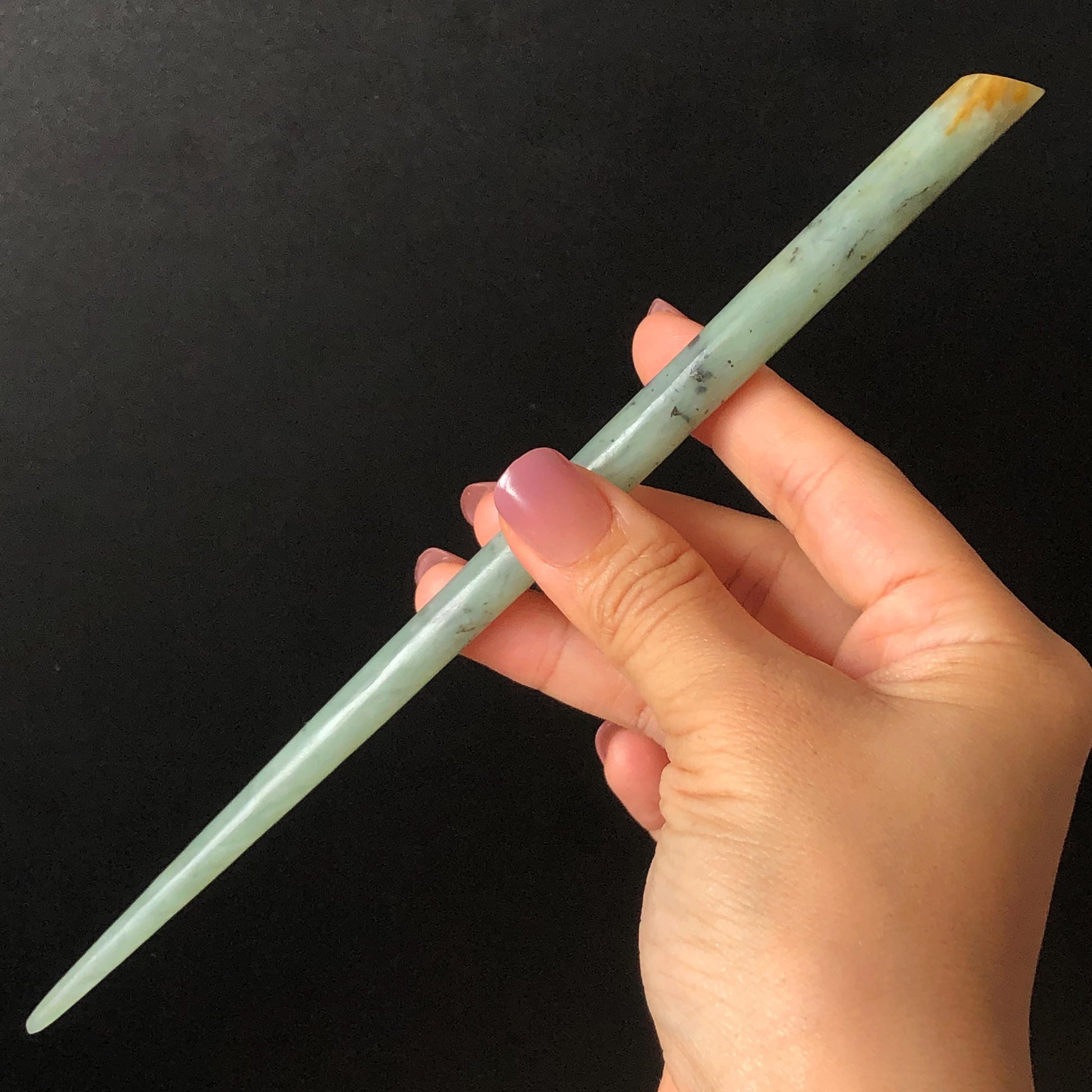 Xiu Jade Serpentine Hand Carved Yulan Flowers Hair Pin: Certified Natural Multicolor Orange Yellow Green Jade Hair Stick, Asian Vintage Hair Fork  Chinese Antique Bridal Gift for her japanese hairpin korean hair stick hair comb antique hair pins hanfu hair stick bridal shower hair jewelry wedding headpiece engagement hair accessory jade carving hand engraved jade hand carved flower jade hairpins untreated jade certificate flower carving yulan carving 3D stone carving handcrafted magnolias jade