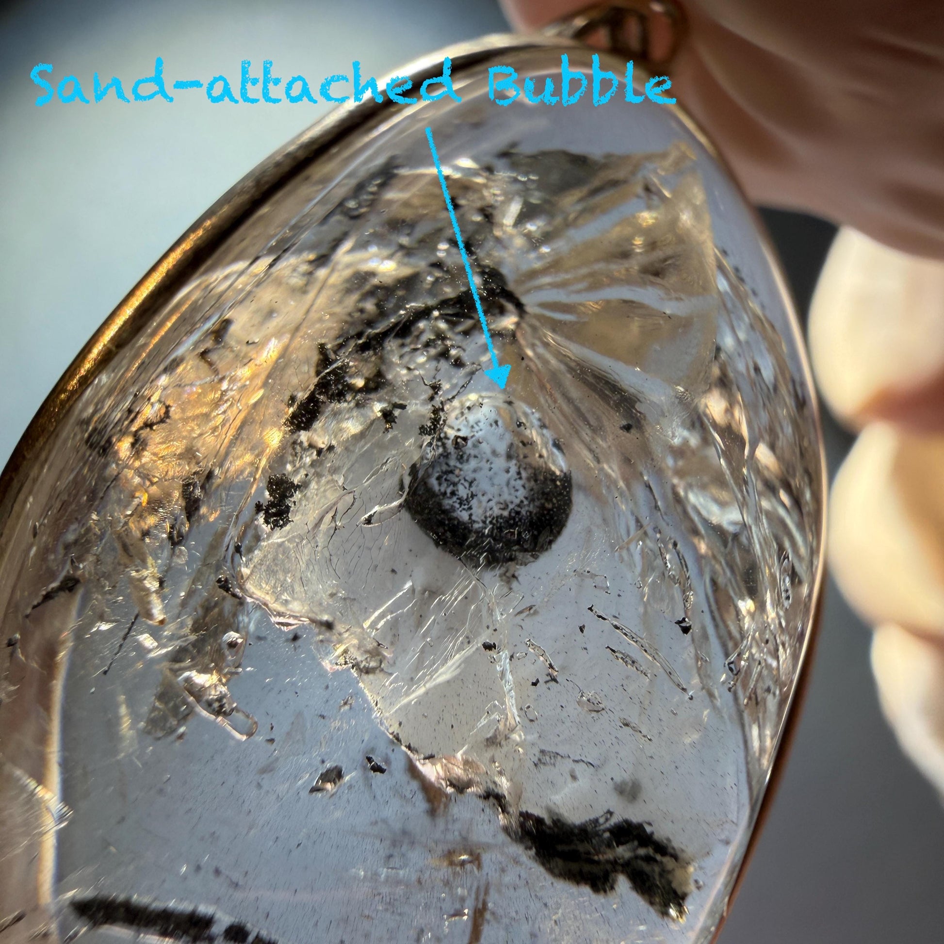 Rare Found! Polished Enhydro Quartz (Herkimer Diamond) S925 Silver Cabochon Waterdrop Pendant Adjustable Necklace: Moving Black & White Sand with Bubble Inclusion Crystal | Natural Gemstone Birthstone Gift for her Birthstone enhydro quartz sand water-fall choker gemstone charm stone pendant choker polished stone pendant crystal charm birthstone men necklace chakra crystal shifting clear bubble minerals specimen adjustable choker mica quartz mica flakes S925 silver pendant inclusion quartz