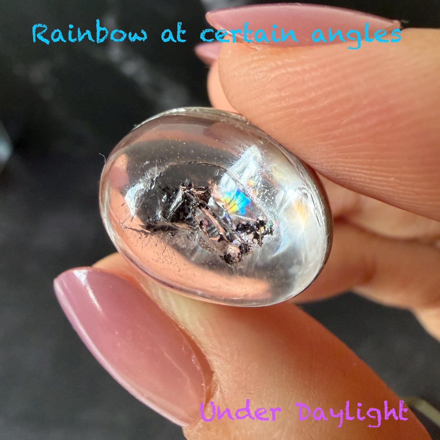 Rare Polished Enhydro Quartz (Herkimer Diamond) s925 Silver Adjustable Ring: Rainbow! Flowing Black Mica and Shifting Bubble Inclusion Crystal Statement Ring for Women ring crystal band ring cocktail ring crystal stackable ring 7 chakra crystal ring meditation crystal healing stone birthstone silver ring ring for men rainbow quartz inclusion quartz inclusion crystal minerals specimen silver ring free size ring adjustable ring holder rain quartz enhydro crystal inclusion crystal inclusion quartz