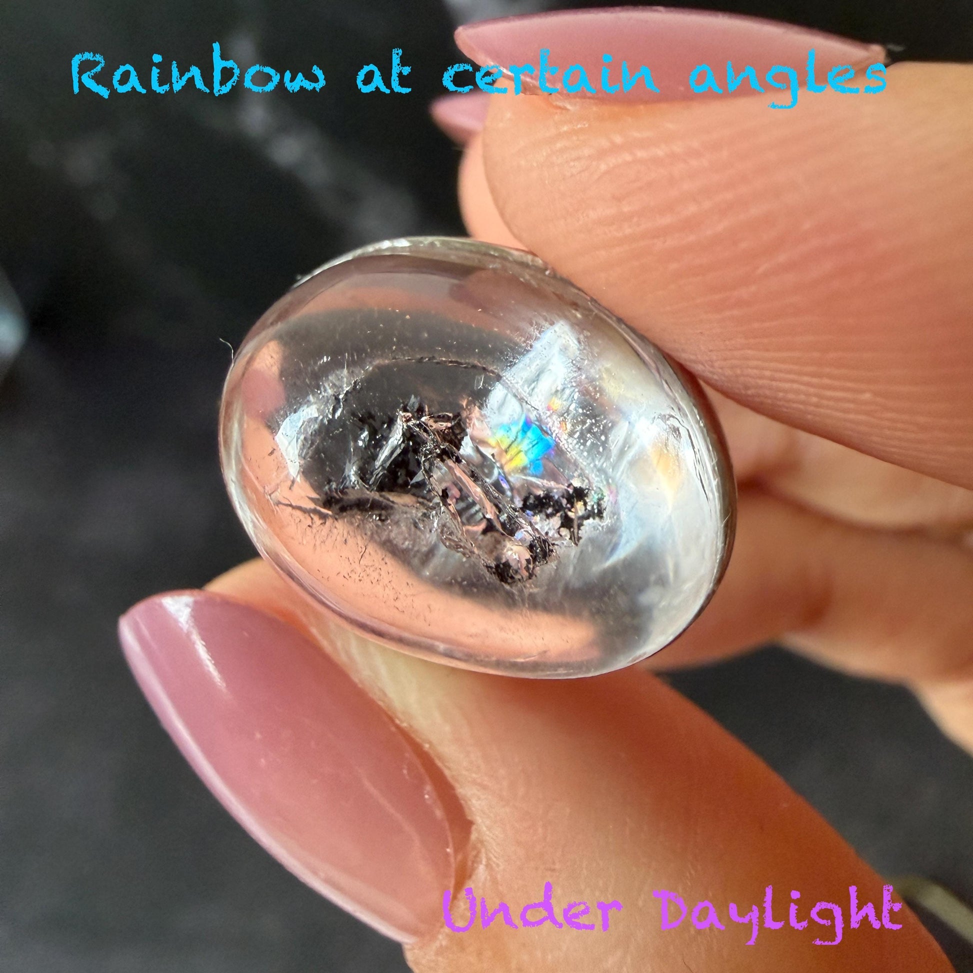Rare Polished Enhydro Quartz (Herkimer Diamond) s925 Silver Adjustable Ring: Rainbow! Flowing Black Mica and Shifting Bubble Inclusion Crystal Statement Ring for Women ring crystal band ring cocktail ring crystal stackable ring 7 chakra crystal ring meditation crystal healing stone birthstone silver ring ring for men rainbow quartz inclusion quartz inclusion crystal minerals specimen silver ring free size ring adjustable ring holder rain quartz enhydro crystal inclusion crystal inclusion quartz