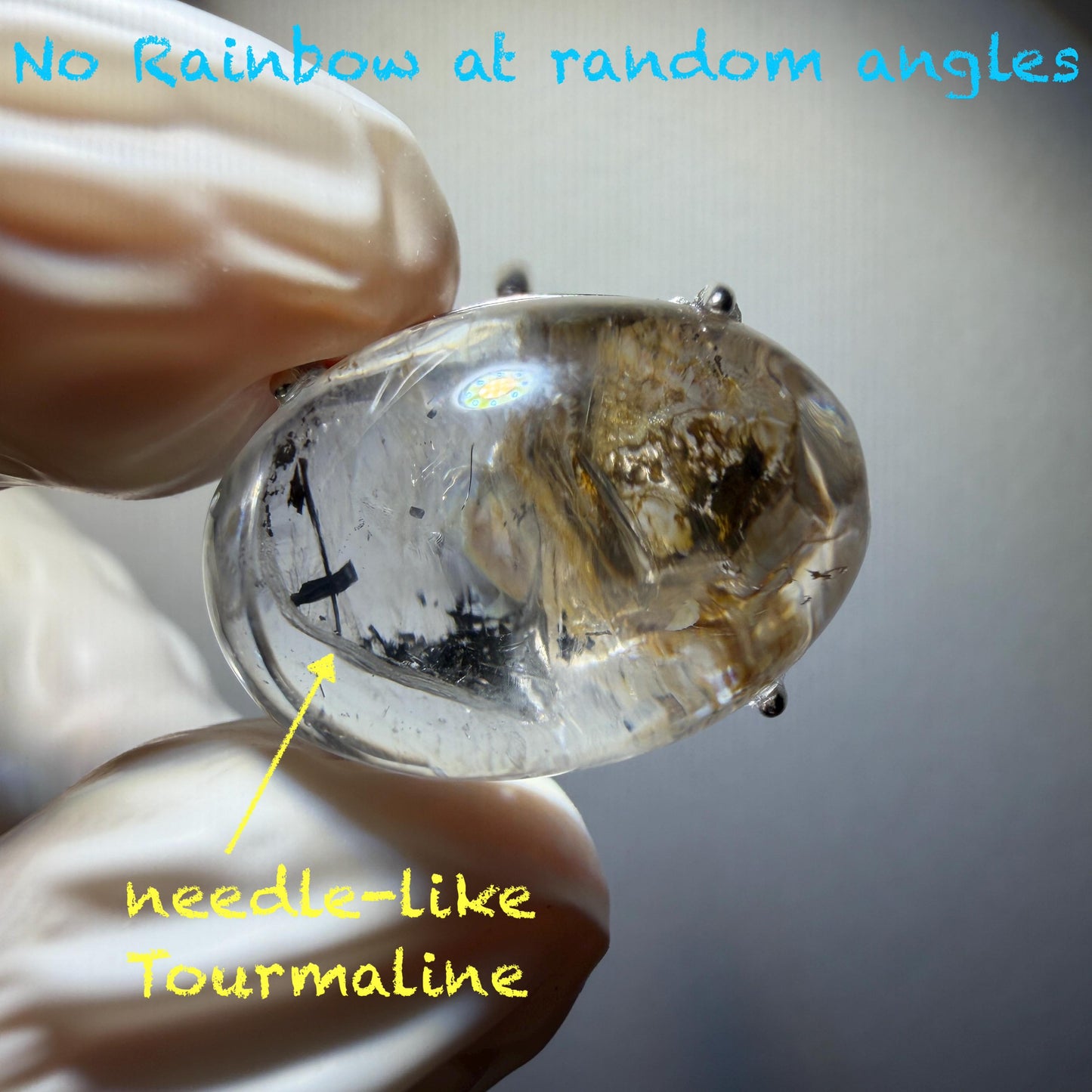 Rare Polished Enhydro Quartz (Herkimer Diamond) S925 Silver Adjustable Ring: Rainbow! Moving Black Tourmaline & Yellow Clay Inclusion Crystal Statement Ring for Women ring crystal band ring crystal cocktail ring crystal stackable ring 7 chakra crystal ring meditation crystal healing stone birthstone silver ring ring for men rainbow quartz minerals specimen inclusion quartz rainbow quartz inclusion quartz enhydro crystal sand inclusion bubble inclusion dirt inclusion bubble inclusion