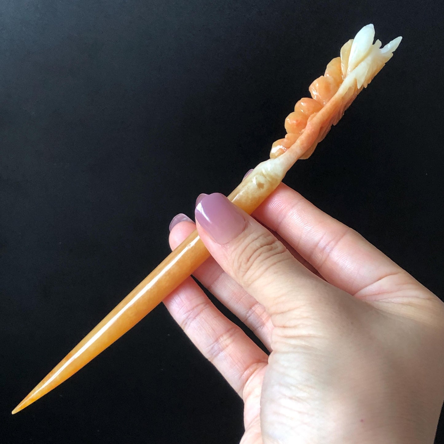 Xiu Jade Serpentine Hand Carved Peony Flower Hair Stick: Natural Untreated Bicolor White Red Jade Hairpin, Vintage Hanfu Hair Jewelry Gift for her Bridal Shower gift bridal hair clip wedding headpiece wedding hair jewelry bridal hair accessories red jade carving yellow jade hand engraved flower handcrafted hair stick japanese hairpins korean hair stick chinese hair comb antique hair fork hanfu hair pins certified untreated jade multicolor jade bicolor jade flower carving peony carving