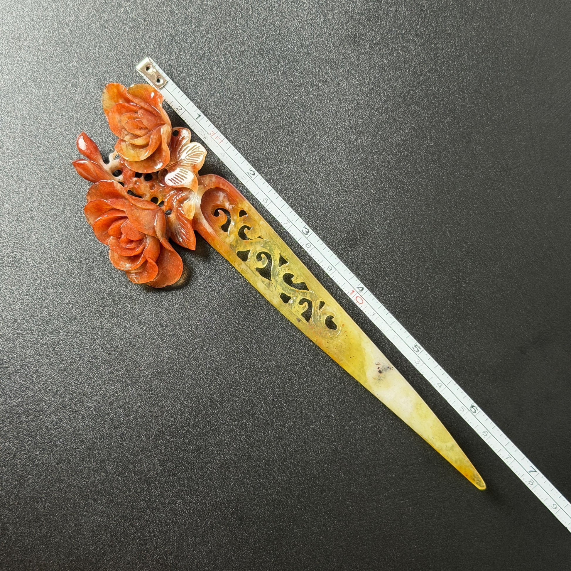 Xiu Jade Serpentine Hand Carved Camellia Flower Hair Stick: Natural Multicolor White Yellow Red Jade Hairpin, Vintage Hanfu Hair Jewelry Gift for her Bridal Shower gift wedding headpiece wedding hair jewelry bridal hair accessories red jade carving yellow jade hand engraved flower handcrafted hair stick japanese hairpins korean hair stick chinese hair comb vintage hair pins antique hair fork hanfu hair pins certified untreated jade multicolor jade bicolor jade flower carving Camellia carving