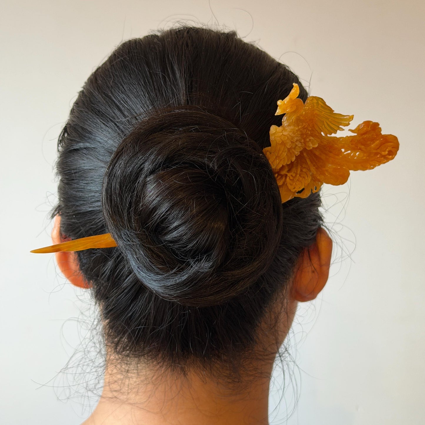 Xiu Jade (Serpentine) Hand Carved Fire Phoenix & Peony Hair Pin: Natural Certified Red Jade Hair Stick | Asian Chinese Vintage Style gift for her hand carved phoenix carving hand engraved phoenix hair stick phoenix carving red phoenix fire phoenix hair fork red jade yellow jade chinese jade with certificate rebirth transformation gift korean hair pin japanese hair stick hair fork hair comb hanfu hair stick peony carving with certificate handcrafted jade phoenix lover gift 3D stone carving