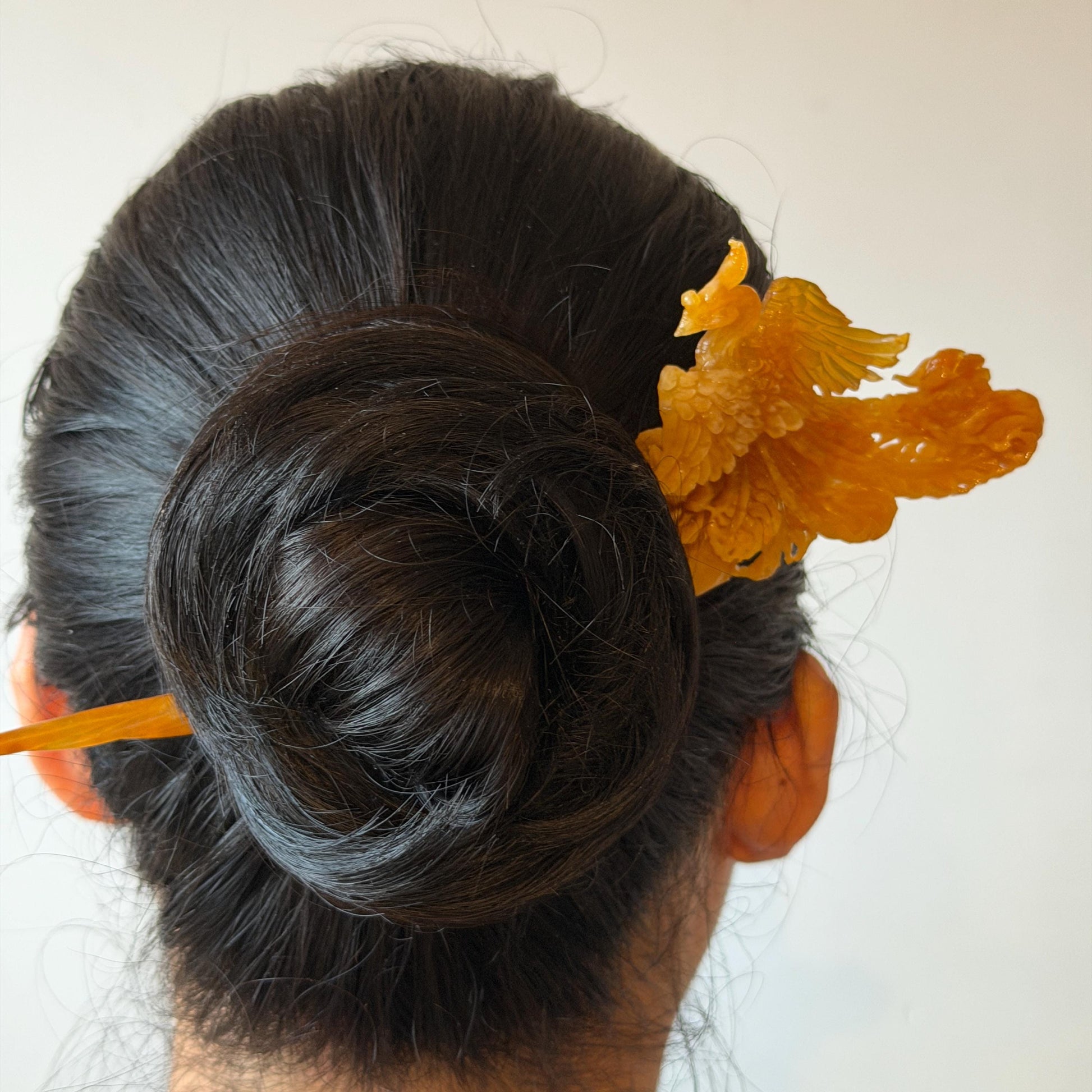 Xiu Jade (Serpentine) Hand Carved Fire Phoenix & Peony Hair Pin: Natural Certified Red Jade Hair Stick | Asian Chinese Vintage Style gift for her hand carved phoenix carving hand engraved phoenix hair stick phoenix carving red phoenix fire phoenix hair fork red jade yellow jade chinese jade with certificate rebirth transformation gift korean hair pin japanese hair stick hair fork hair comb hanfu hair stick peony carving with certificate handcrafted jade phoenix lover gift 3D stone carving