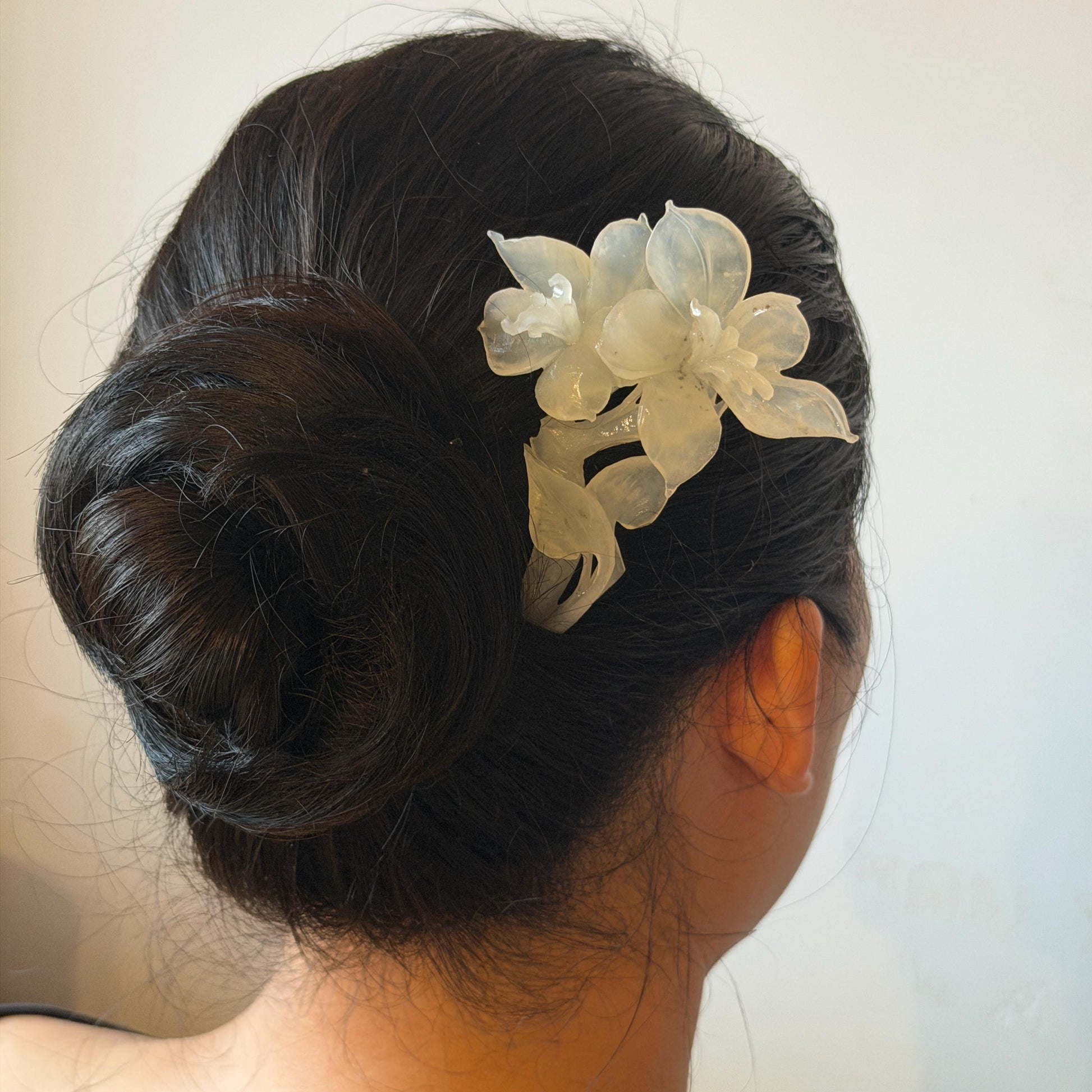 Xiu Jade Serpentine Hand Carved Iris Flower Hair Pin: Natural WHite Jade Handcrafted Crescent Moon Hair Stick 3D Stone Carving Hair Jewelry Bridal Wedding Headpiece gift for her japanese hairpin korean hair stick chinese hair fork vintage hair comb antique hair pins hanfu hair stick bridal shower hair jewelry bridal shower gift engagement hair accessory jade carving hand engraved jade hand carved flower jade hairpins untreated natural jade with certificate handcraft jade moon hairpin