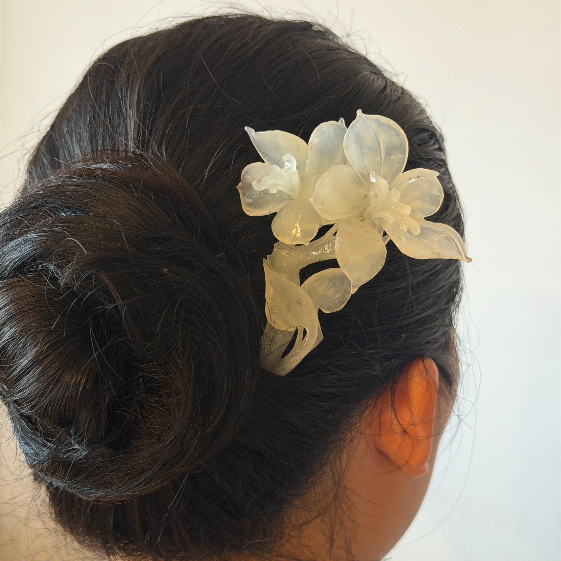 Xiu Jade Serpentine Hand Carved Iris Flower Hair Pin: Natural WHite Jade Handcrafted Crescent Moon Hair Stick 3D Stone Carving Hair Jewelry Bridal Wedding Headpiece gift for her japanese hairpin korean hair stick chinese hair fork vintage hair comb antique hair pins hanfu hair stick bridal shower hair jewelry bridal shower gift engagement hair accessory jade carving hand engraved jade hand carved flower jade hairpins untreated natural jade with certificate handcraft jade moon hairpin