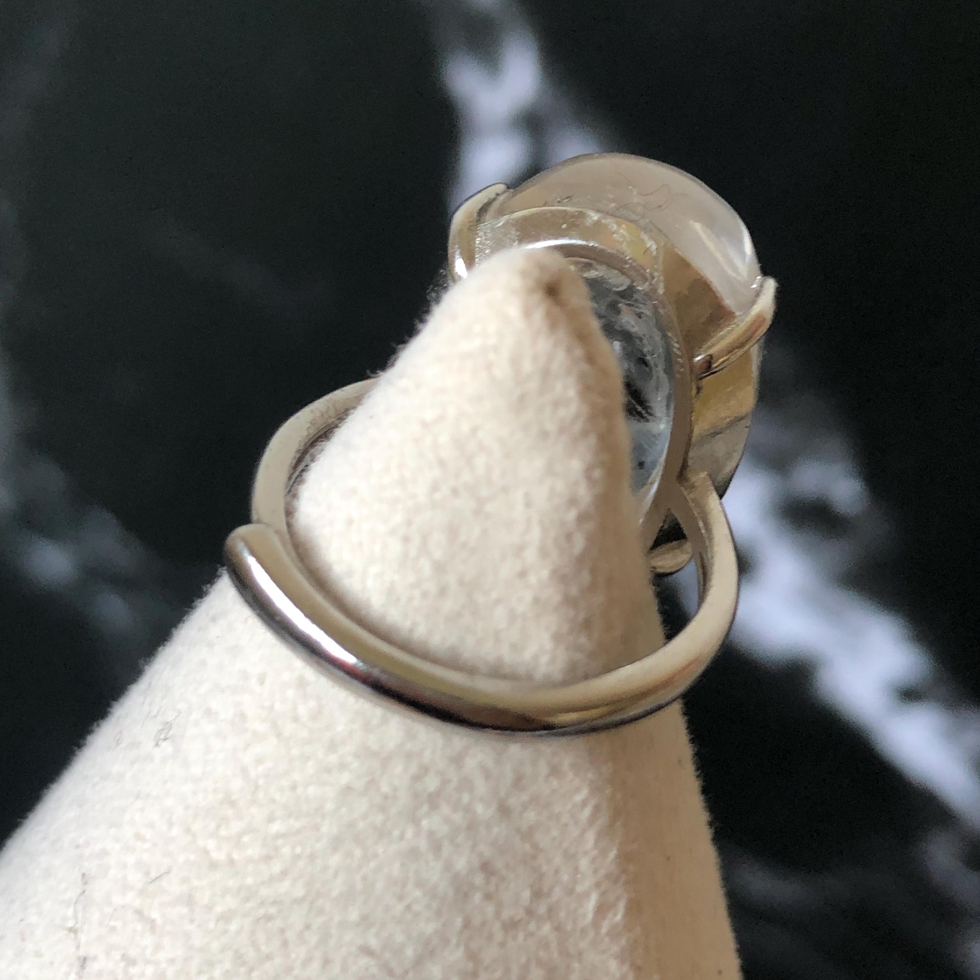 Rare Polished Enhydro Quartz (Herkimer Diamond) S925 Silver Adjustable Ring: Rainbow! Moving Black Tourmaline & Yellow Clay Inclusion Crystal Statement Ring for Women ring crystal band ring crystal cocktail ring crystal stackable ring 7 chakra crystal ring meditation crystal healing stone birthstone silver ring ring for men rainbow quartz minerals specimen inclusion quartz rainbow quartz inclusion quartz enhydro crystal sand inclusion bubble inclusion dirt inclusion bubble inclusion