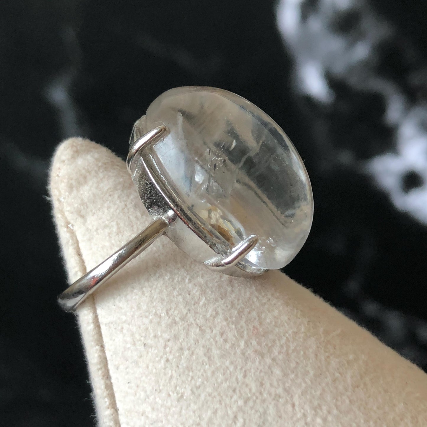 Rare Polished Enhydro Quartz (Herkimer Diamond) S925 Silver Adjustable Ring: Rainbow! Moving Black Tourmaline & Yellow Clay Inclusion Crystal Statement Ring for Women ring crystal band ring crystal cocktail ring crystal stackable ring 7 chakra crystal ring meditation crystal healing stone birthstone silver ring ring for men rainbow quartz minerals specimen inclusion quartz rainbow quartz inclusion quartz enhydro crystal sand inclusion bubble inclusion dirt inclusion bubble inclusion