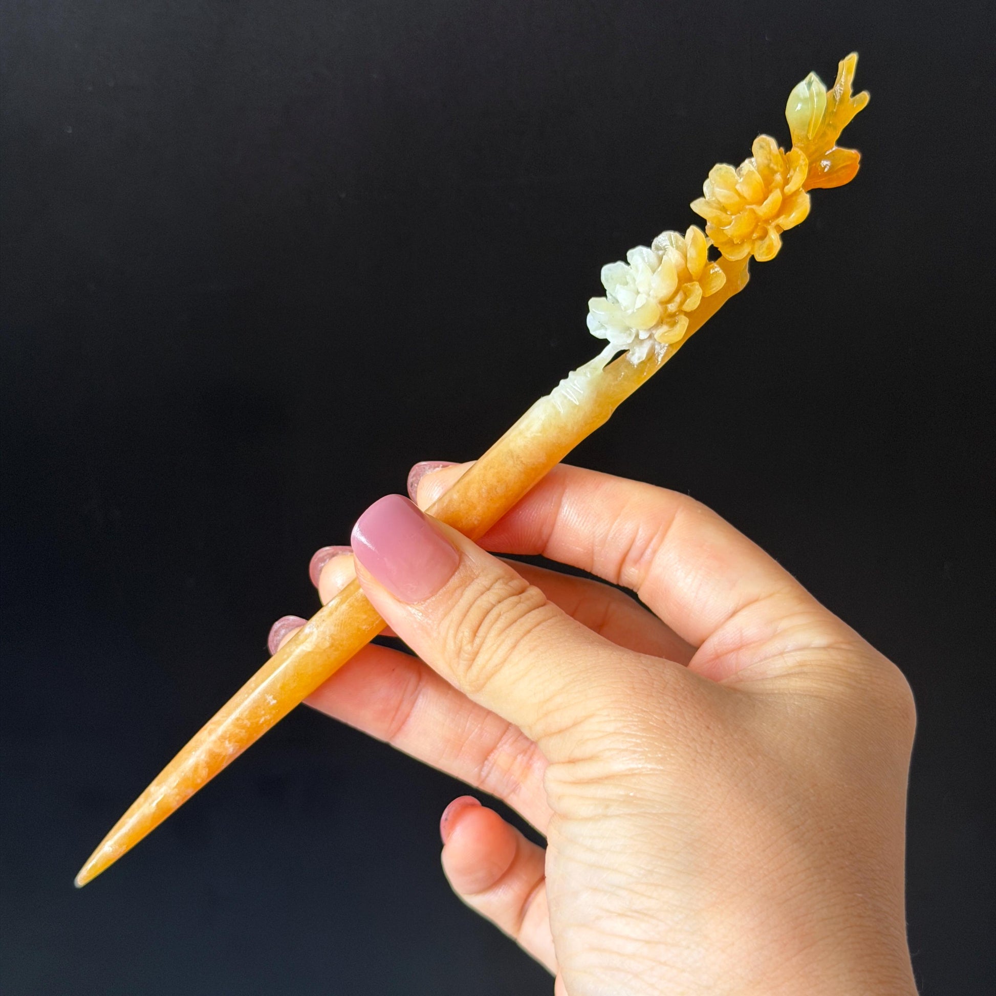 Xiu Jade (Serpentine) Hand Carved Fire Phoenix & Peony Hair Pin: Natural Certified Red Jade Hair Stick | Asian Chinese Vintage Style gift for her hand carved phoenix carving hand engraved phoenix hair stick phoenix carving red phoenix fire phoenix hair fork red jade yellow jade chinese jade with certificate rebirth transformation gift korean hair pin japanese hair stick hair fork hair comb hanfu hair stick peony carving with certificate handcrafted jade phoenix lover gift 3D stone carving