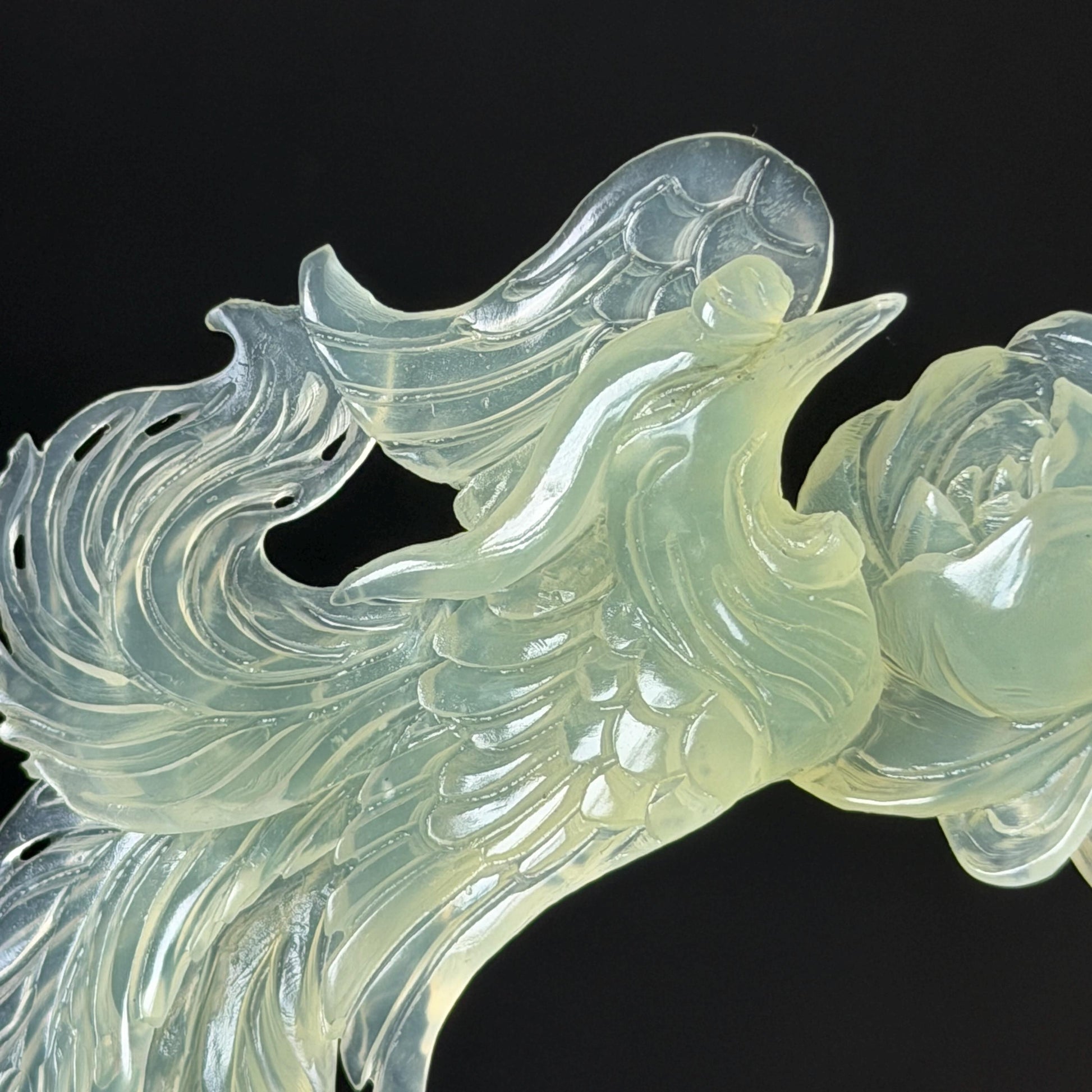 Xiu Jade Serpentine Hand Carved Phoenix & Peony Hair Pin: Certified Natural Ice Green Jade Hair Stick, Asian Vintage Hair Fork | Chinese Vintage Hanfu Antique Bridal Hair Fork Gift for her japanese hairpin korean hair stick chinese hair fork vintage hair comb antique hair pins hanfu hair stick bridal shower hair jewelry wedding headpiece engagement hair accessory jade carving hand engraved jade hand carved flower jade hairpins untreated natural jade with certificate phoenix carving peony carving