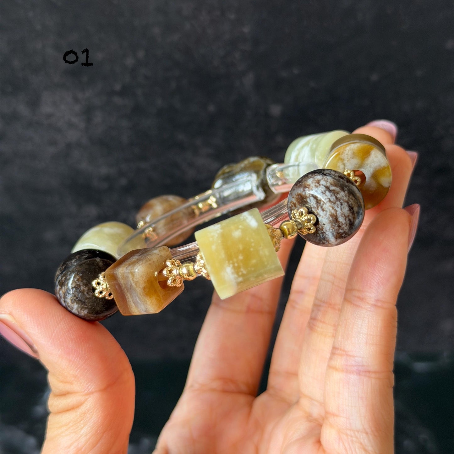 Nephrite Jade Hand Carved Cat Kitten Charm Bracelet | Milk Tea & Cookies Collection | Untreated Natural White Jade Brown Jade Elastic Big Bead Bracelet Chinese Jade Vintage Bracelet Antique Bracelet Gift for her Flexible Bracelet with honey brown jade deep brown jade white jade 14k gold plated accessory nephrite beads bold bracelet irregular beads bracelet tailor made bracelet customized bracelet diy bracelet hand engraved cat carving handcrafted kitten carving cat lover gift