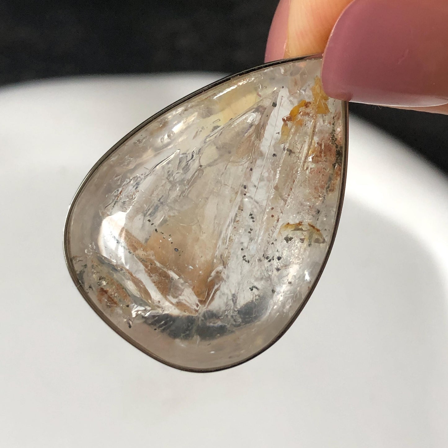 Ultra Rare! Polished Enhydro Quartz Shimmering Golden Yellow Sand Waterfall & Big Shifting Bubble with white Jellyfish S925 Silver Teardrop Pendant Adjustable Necklace | Natural Gemstone Birthstone Gift for her enhydro quartz sand water-fall pendant necklace choker gemstone charm stone pendant choker polished stone pendant crystal charm birthstone men necklace chakra crystal minerals specimen silver wire wrapped pendant inclusion crystal inclusion crystal yellow sand inclusion rainbow quartz