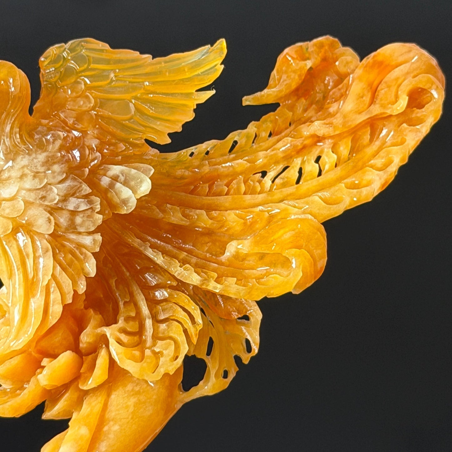 Xiu Jade (Serpentine) Hand Carved Fire Phoenix & Peony Hair Pin: Natural Certified Red Jade Hair Stick | Asian Chinese Vintage Style gift for her hand carved phoenix carving hand engraved phoenix hair stick phoenix carving red phoenix fire phoenix hair fork red jade yellow jade chinese jade with certificate rebirth transformation gift korean hair pin japanese hair stick hair fork hair comb hanfu hair stick peony carving with certificate handcrafted jade phoenix lover gift 3D stone carving