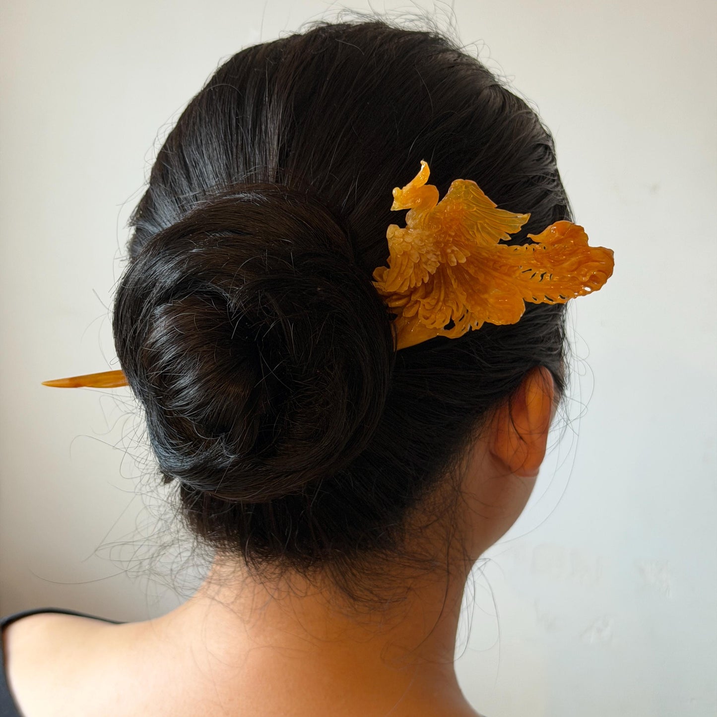 Xiu Jade (Serpentine) Hand Carved Fire Phoenix & Peony Hair Pin: Natural Certified Red Jade Hair Stick | Asian Chinese Vintage Style gift for her hand carved phoenix carving hand engraved phoenix hair stick phoenix carving red phoenix fire phoenix hair fork red jade yellow jade chinese jade with certificate rebirth transformation gift korean hair pin japanese hair stick hair fork hair comb hanfu hair stick peony carving with certificate handcrafted jade phoenix lover gift 3D stone carving