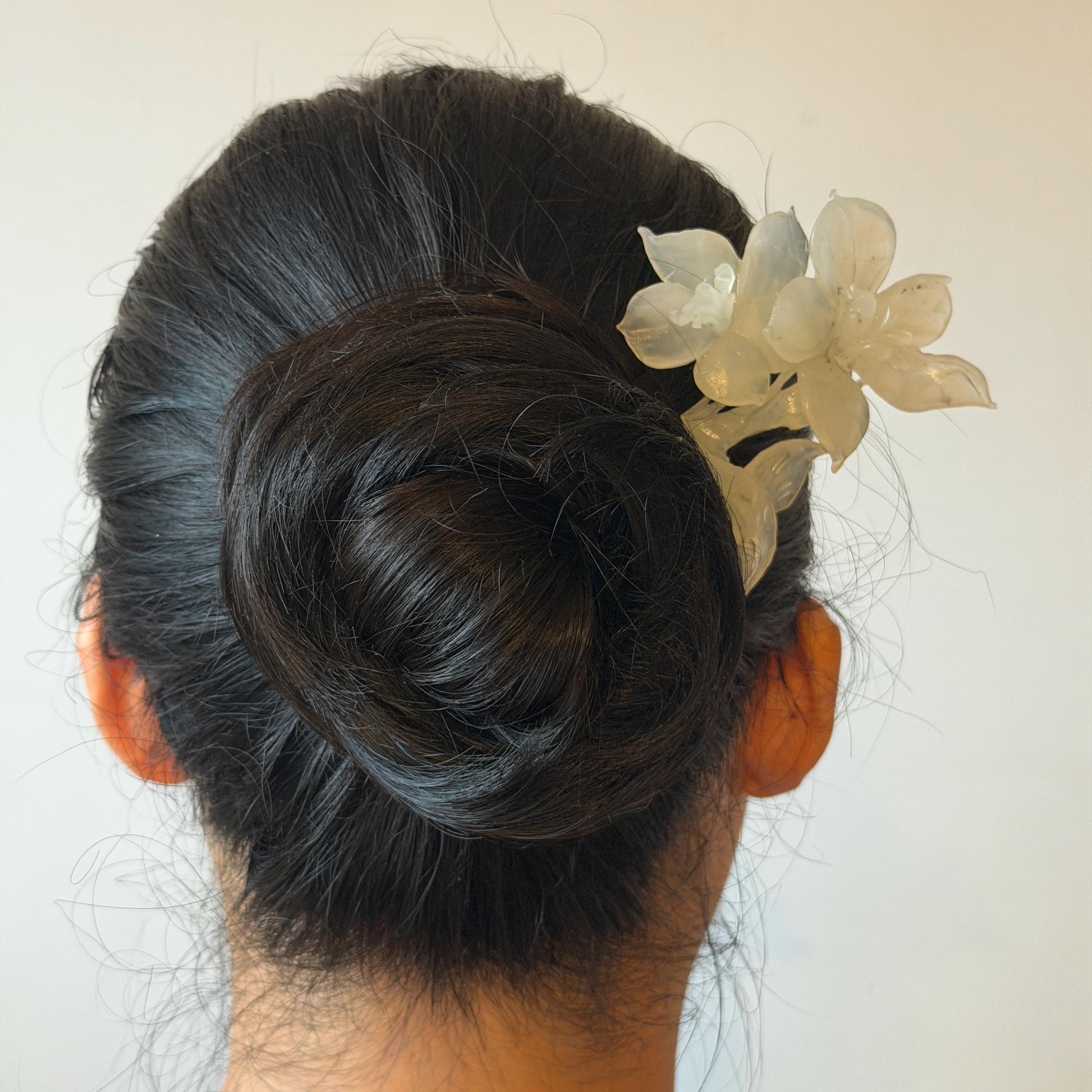 Xiu Jade Serpentine Hand Carved Iris Flower Hair Pin: Natural WHite Jade Handcrafted Crescent Moon Hair Stick 3D Stone Carving Hair Jewelry Bridal Wedding Headpiece gift for her japanese hairpin korean hair stick chinese hair fork vintage hair comb antique hair pins hanfu hair stick bridal shower hair jewelry bridal shower gift engagement hair accessory jade carving hand engraved jade hand carved flower jade hairpins untreated natural jade with certificate handcraft jade moon hairpin