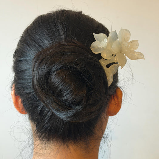 Xiu Jade Serpentine Hand Carved Iris Flower Hair Pin: Natural WHite Jade Handcrafted Crescent Moon Hair Stick 3D Stone Carving Hair Jewelry Bridal Wedding Headpiece gift for her japanese hairpin korean hair stick chinese hair fork vintage hair comb antique hair pins hanfu hair stick bridal shower hair jewelry bridal shower gift engagement hair accessory jade carving hand engraved jade hand carved flower jade hairpins untreated natural jade with certificate handcraft jade moon hairpin