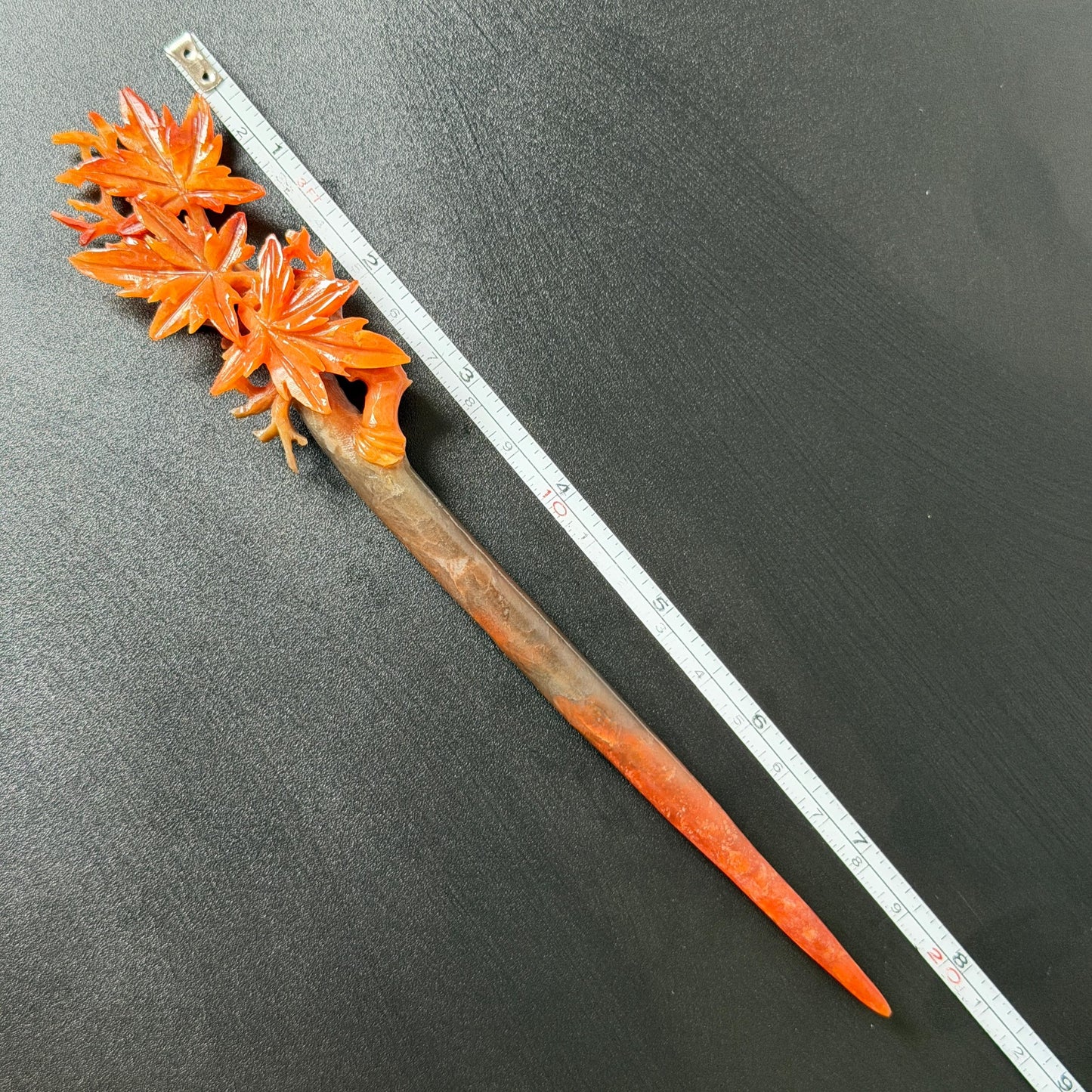 Xiu Jade Serpentine Hand Carved Autume Leaves Maple Hair Stick: Natural Multicolor Brown Red Jade Hairpin Gift for her Bridal Shower gift wedding headpiece wedding hair jewelry bridal hair accessories red jade carving yellow jade hand engraved flower handcrafted hair stick japanese hairpins korean hair stick chinese hair comb vintage hair pins antique hair fork hanfu hair pins certified untreated jade multicolor jade bicolor jade flower carving maple carving 3D stone carving hollow our carving