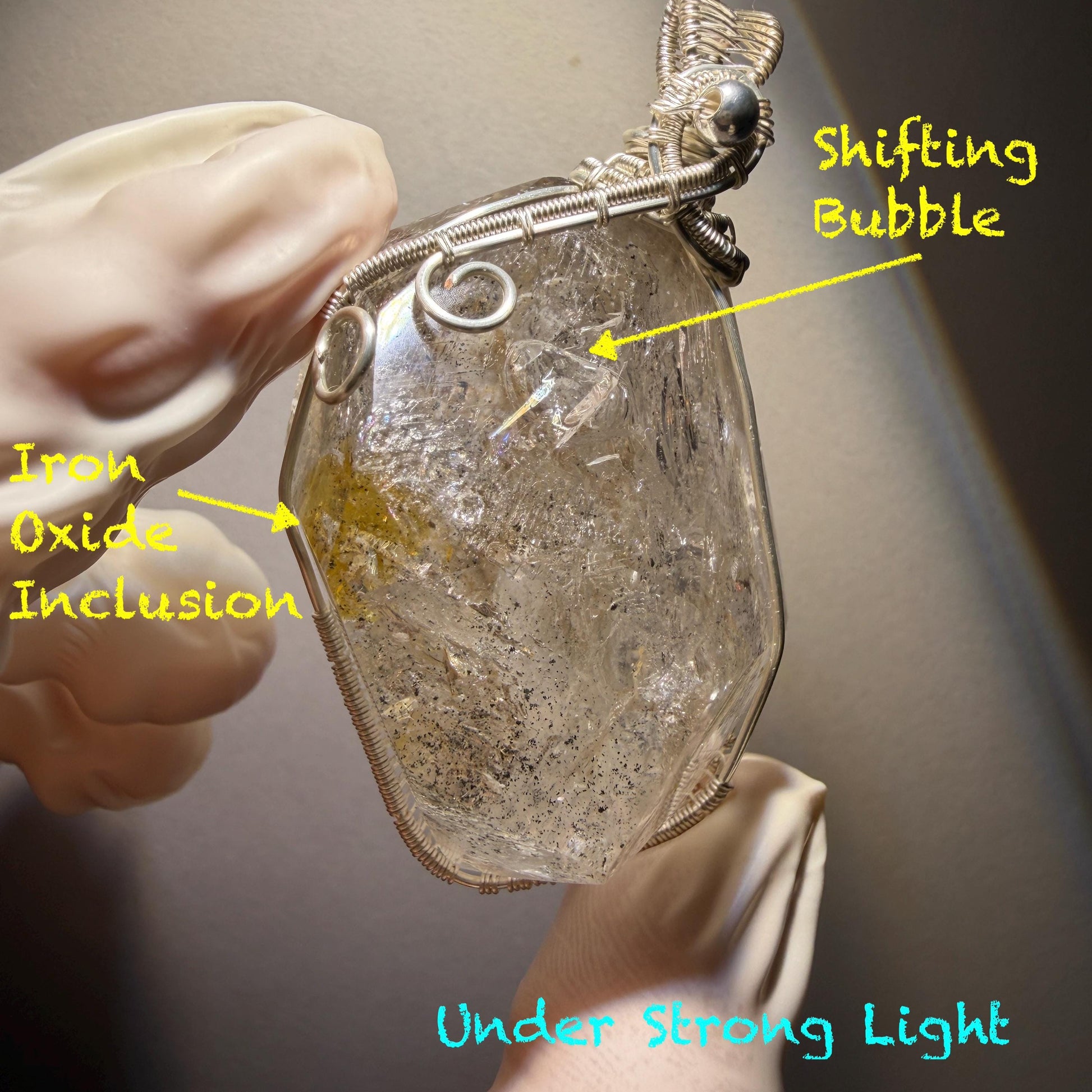 Rare Found! Polished Enhydro Golden Healer Quartz Large Pendant Adjustable Necklace: Moving White Granule & Big Shifting Bubble Inclusion Crystal | Natural Gemstone Birthstone Gift for her men chakra crystal purify stone minerals specimen yellow hematoid pendant inclusion crystal inclusion quartz jewelry rainbow quartz choker adjustable necklace enhydro crystal wire wrapped pendant quick sand inclusion bubble inclusion water inclusion quartz rainbow quartz palm stone quick sand