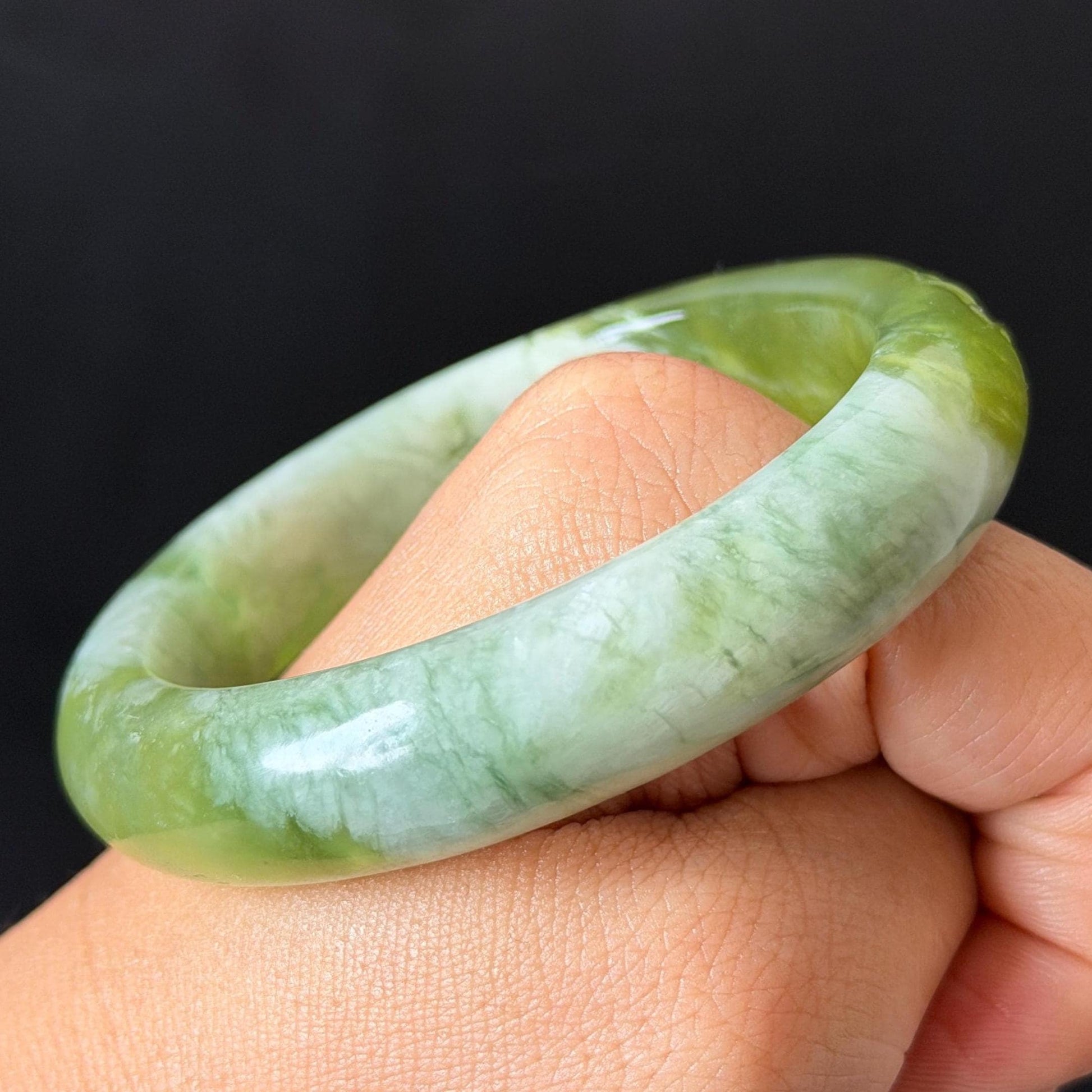 55.3mm Xiu Jade Serpentine Hand Carved Lotus Flowers Bangle: Natural White Green Jade Handcrafted Bracelet, Stone Carving Gemstone Jewelry  Gift for her wide jade bangle jade carving hand engraved stone carving natural untreated jade bracelet white jade green jade handcrafted jade lotus carving flower carving chinese jade vintage bangle antique bracelet sesame bracelet multi colour jade mother day gift green tea latte
