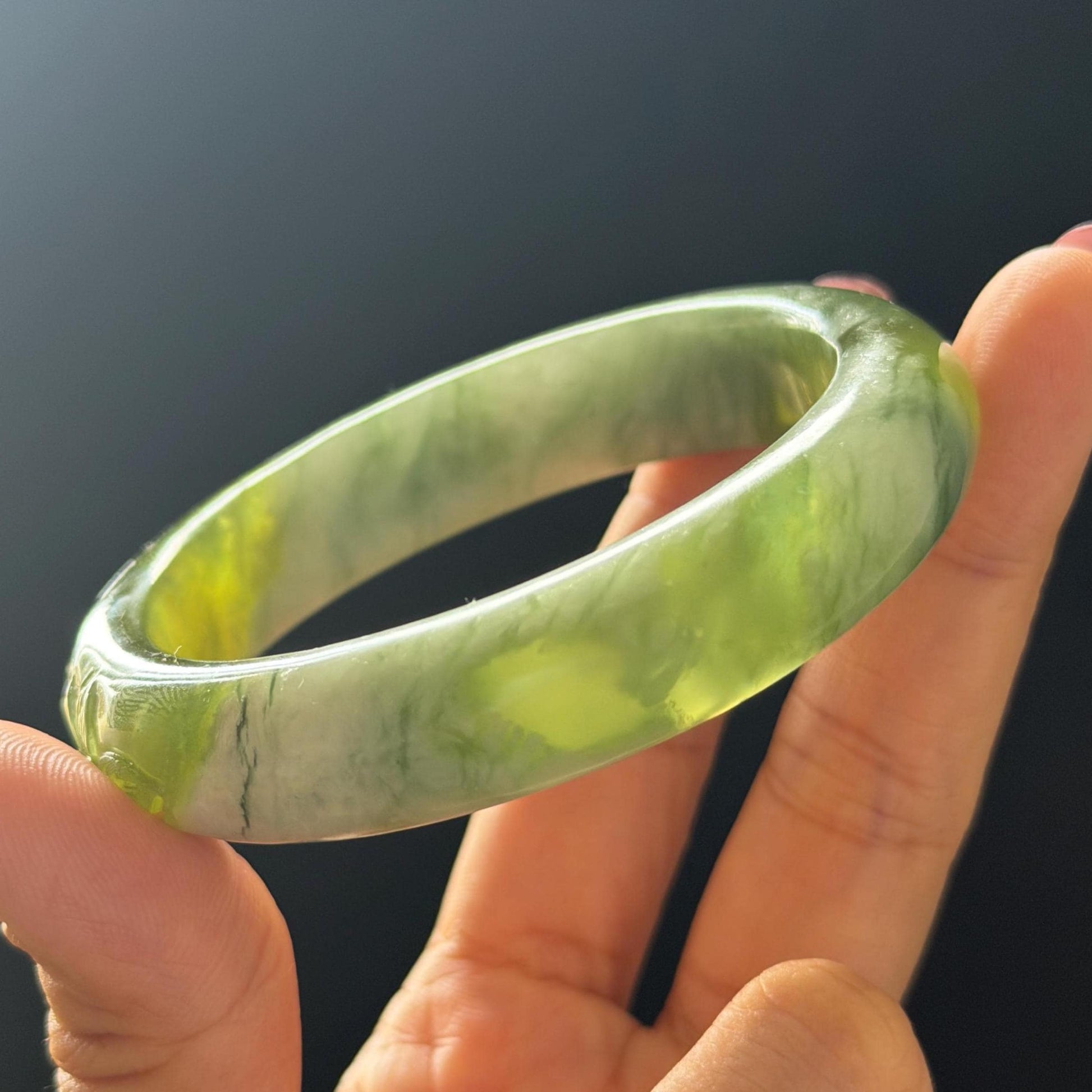 55.3mm Xiu Jade Serpentine Hand Carved Lotus Flowers Bangle: Natural White Green Jade Handcrafted Bracelet, Stone Carving Gemstone Jewelry  Gift for her wide jade bangle jade carving hand engraved stone carving natural untreated jade bracelet white jade green jade handcrafted jade lotus carving flower carving chinese jade vintage bangle antique bracelet sesame bracelet multi colour jade mother day gift green tea latte