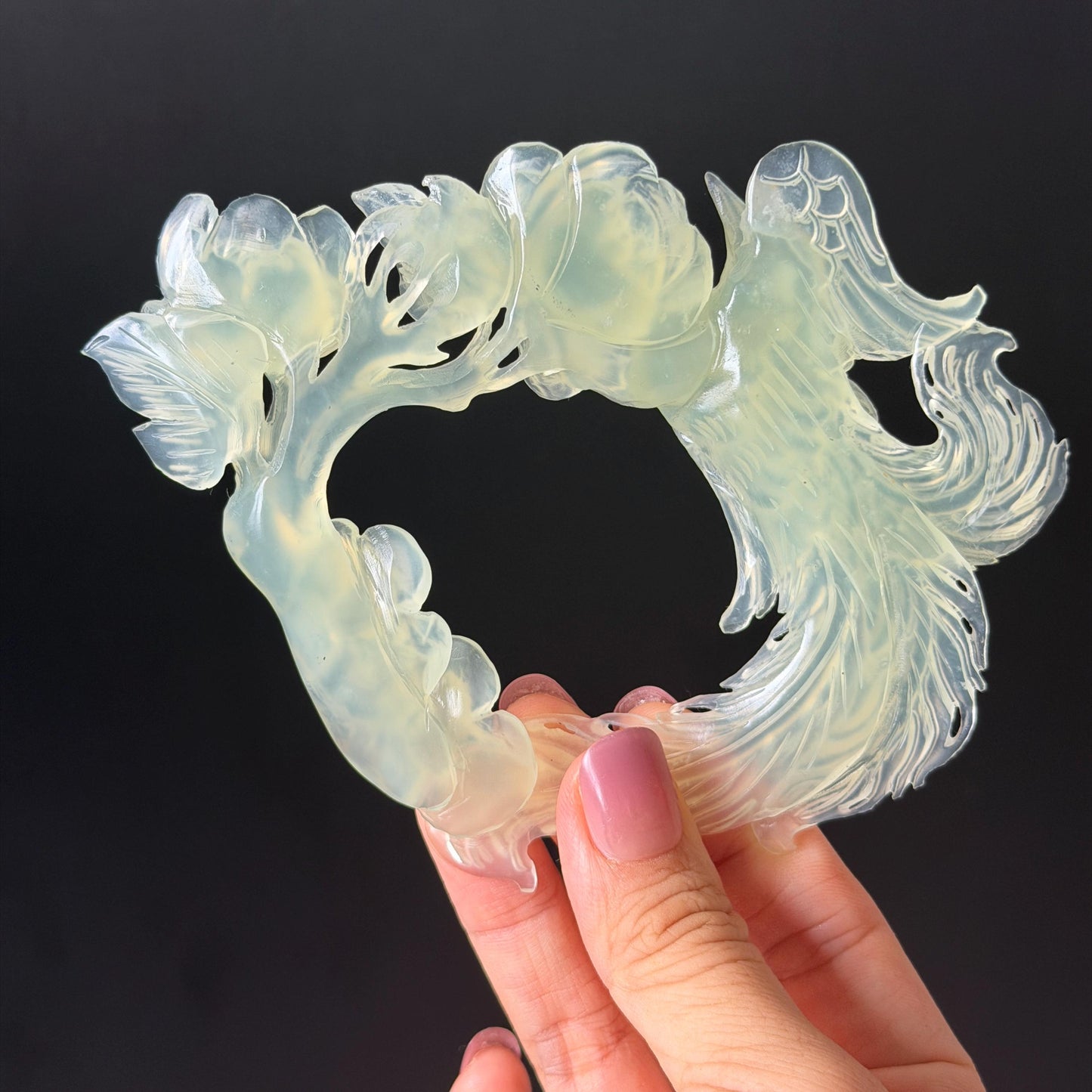 Xiu Jade Serpentine Hand Carved Phoenix & Peony Hair Pin: Certified Natural Ice Green Jade Hair Stick, Asian Vintage Hair Fork | Chinese Vintage Hanfu Antique Bridal Hair Fork Gift for her japanese hairpin korean hair stick chinese hair fork vintage hair comb antique hair pins hanfu hair stick bridal shower hair jewelry wedding headpiece engagement hair accessory jade carving hand engraved jade hand carved flower jade hairpins untreated natural jade with certificate phoenix carving peony carving