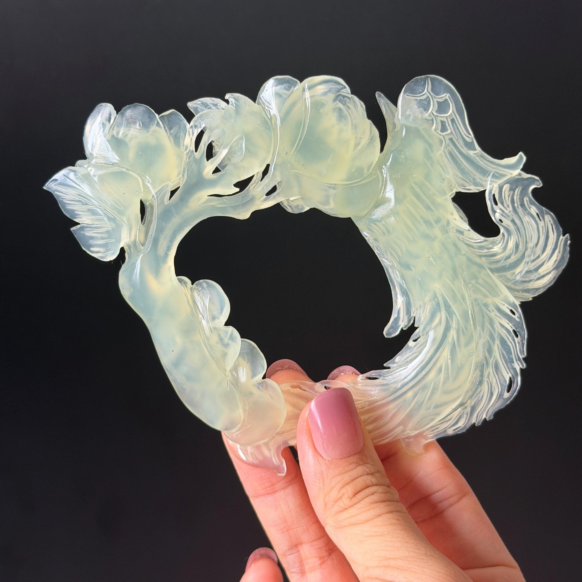 Xiu Jade Serpentine Hand Carved Phoenix & Peony Hair Pin: Certified Natural Ice Green Jade Hair Stick, Asian Vintage Hair Fork | Chinese Vintage Hanfu Antique Bridal Hair Fork Gift for her japanese hairpin korean hair stick chinese hair fork vintage hair comb antique hair pins hanfu hair stick bridal shower hair jewelry wedding headpiece engagement hair accessory jade carving hand engraved jade hand carved flower jade hairpins untreated natural jade with certificate phoenix carving peony carving