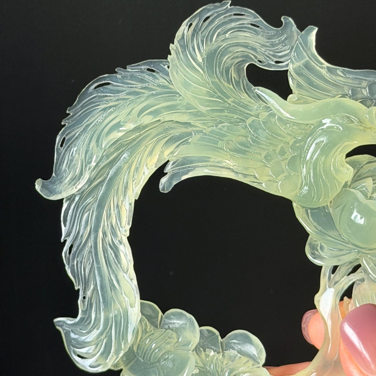 Xiu Jade Serpentine Hand Carved Phoenix & Peony Hair Pin: Certified Natural Ice Green Jade Hair Stick, Asian Vintage Hair Fork | Chinese Vintage Hanfu Antique Bridal Hair Fork Gift for her japanese hairpin korean hair stick chinese hair fork vintage hair comb antique hair pins hanfu hair stick bridal shower hair jewelry wedding headpiece engagement hair accessory jade carving hand engraved jade hand carved flower jade hairpins untreated natural jade with certificate phoenix carving peony carving