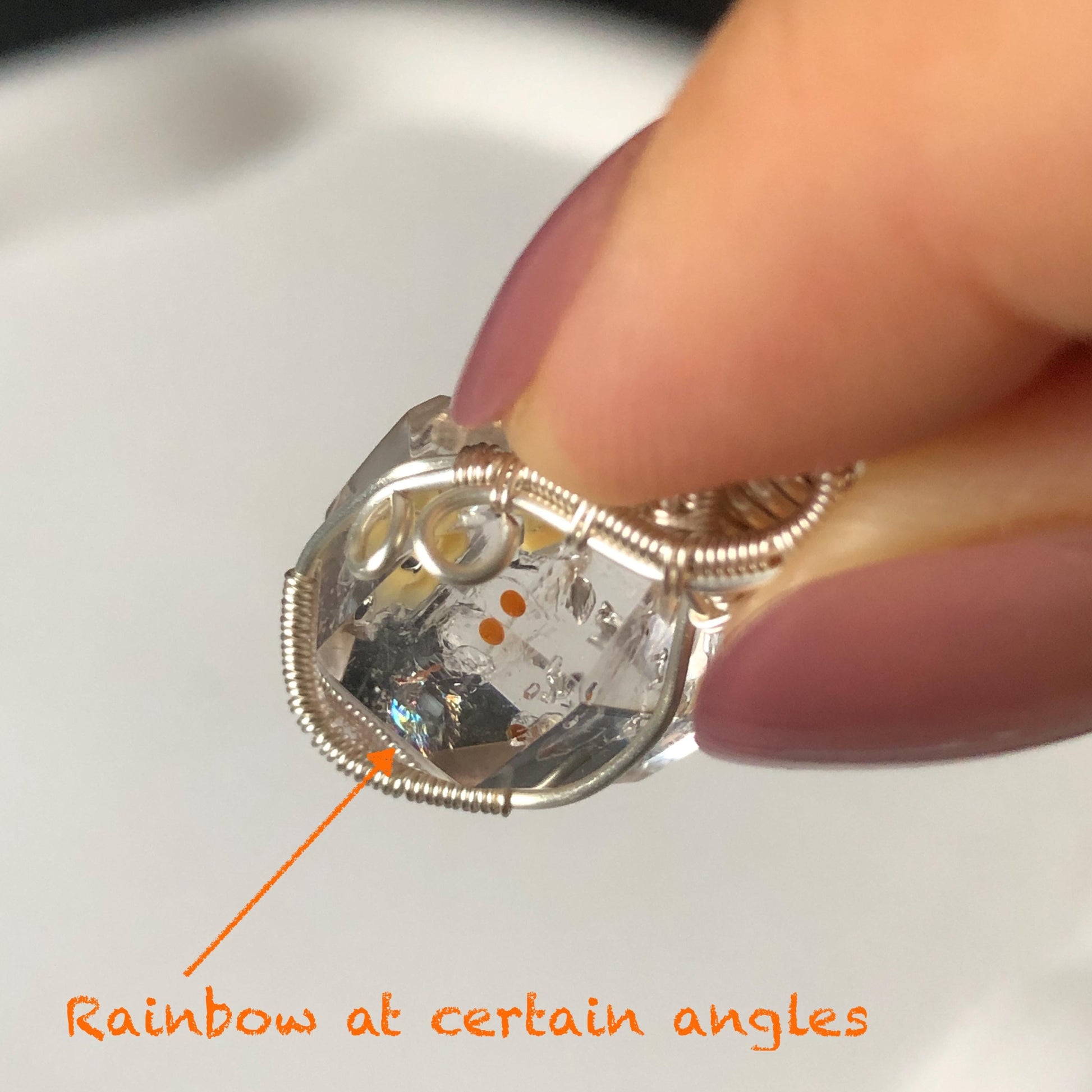 Polished Petroleum Golden Enhydro Quartz Small Pendant Adjustable Choker Necklace: Rainbow! Red Petroleum & Yellow Liquid Inclusion Crystal UV reactive  | Natural Gemstone Birthstone Gift for her golden red oil enhydro quartz manifestation quartz yellow inclusion oil inclusion crystal wire wrapped pendant choker necklace enhydro crystal rainbow quartz child quartz chakra crystal meditation stone Fluorescent minerals specimen