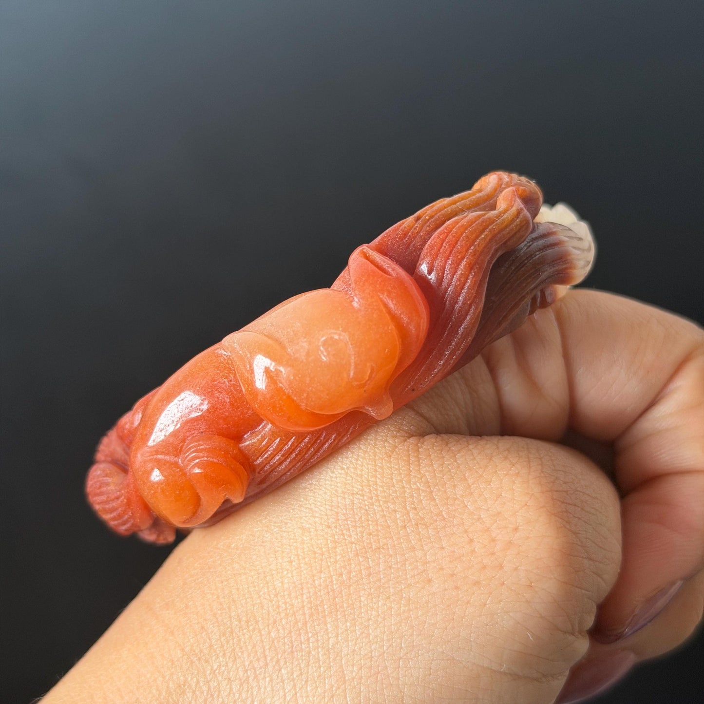 48-70mm! Custom Size Golden Silk Jade (Quartzose) Hand Carved Nine-tailed Fox & Peony Flower Bangle Natural Untreated White Red Jade Handcrafted Stone Bracelet make to order tailor made bracelet fox carving fox lover gift red jade white jade chinese jade multicolor jade antique jade bracelet vintage jade bangle 3D stone carving animals carving hand engraved gemstone bangle for women customized bracelet handmade bangle nine tail fox carving gift for her peony carving flower carving