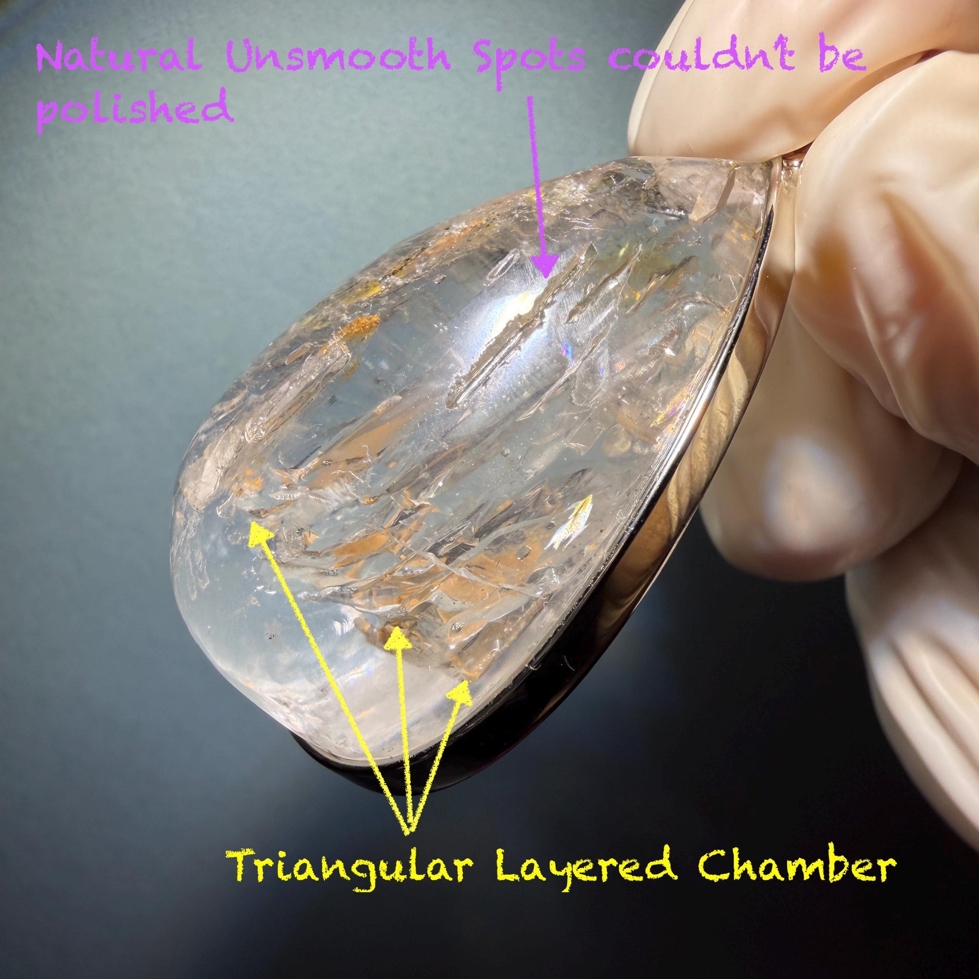Ultra Rare! Polished Enhydro Quartz Shimmering Golden Yellow Sand Waterfall & Big Shifting Bubble with white Jellyfish S925 Silver Teardrop Pendant Adjustable Necklace | Natural Gemstone Birthstone Gift for her enhydro quartz sand water-fall pendant necklace choker gemstone charm stone pendant choker polished stone pendant crystal charm birthstone men necklace chakra crystal minerals specimen silver wire wrapped pendant inclusion crystal inclusion crystal yellow sand inclusion rainbow quartz