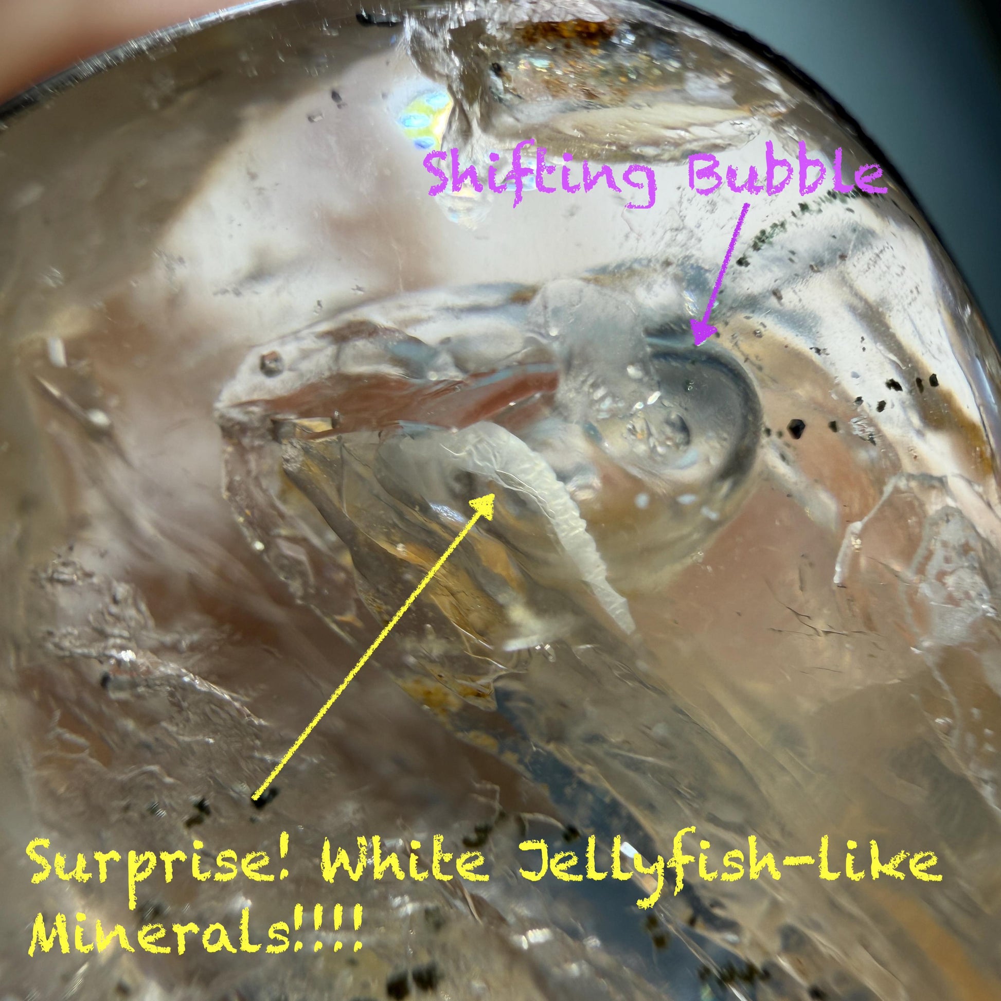 Ultra Rare! Polished Enhydro Quartz Shimmering Golden Yellow Sand Waterfall & Big Shifting Bubble with white Jellyfish S925 Silver Teardrop Pendant Adjustable Necklace | Natural Gemstone Birthstone Gift for her enhydro quartz sand water-fall pendant necklace choker gemstone charm stone pendant choker polished stone pendant crystal charm birthstone men necklace chakra crystal minerals specimen silver wire wrapped pendant inclusion crystal inclusion crystal yellow sand inclusion rainbow quartz