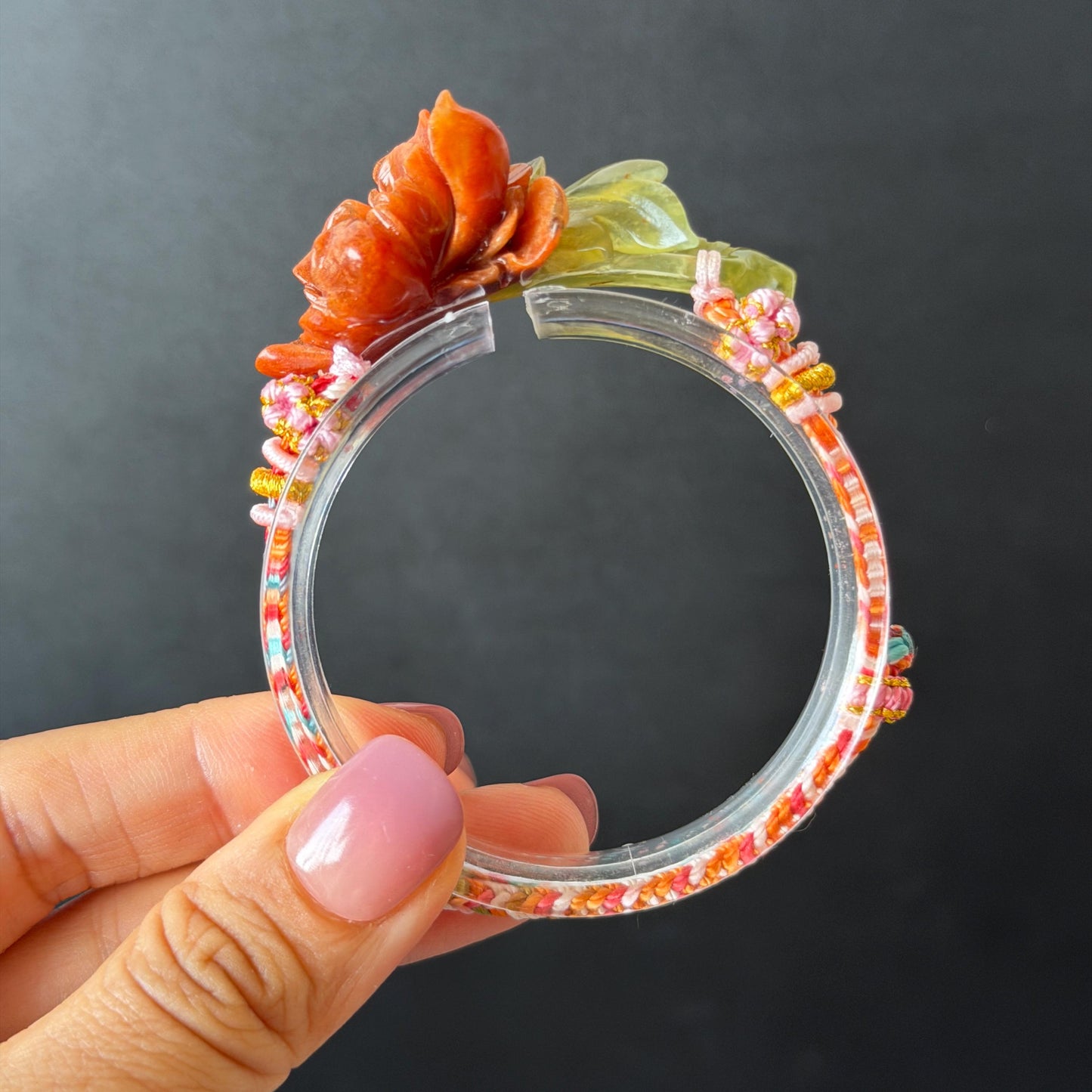 Xiu Jade Serpentine Hand Carved Blooming Peony Flower Charm Braided Bracelet: Natural Ice Yellow Red Jade Adjustable Bracelet 3D Stone Carving   adjustable bracelet woven bracelet rope 3D jade carving red jade yellow jade natural untreated jade handcrafted charm bead bracelet handmade bracelet flower carving peony carving hand engraved charm chinese braided bracelet vintage bracelet antique bracelet lucky rope flower lover gift birthday gift handcrafted bracelet birthday gift handmade bracelet