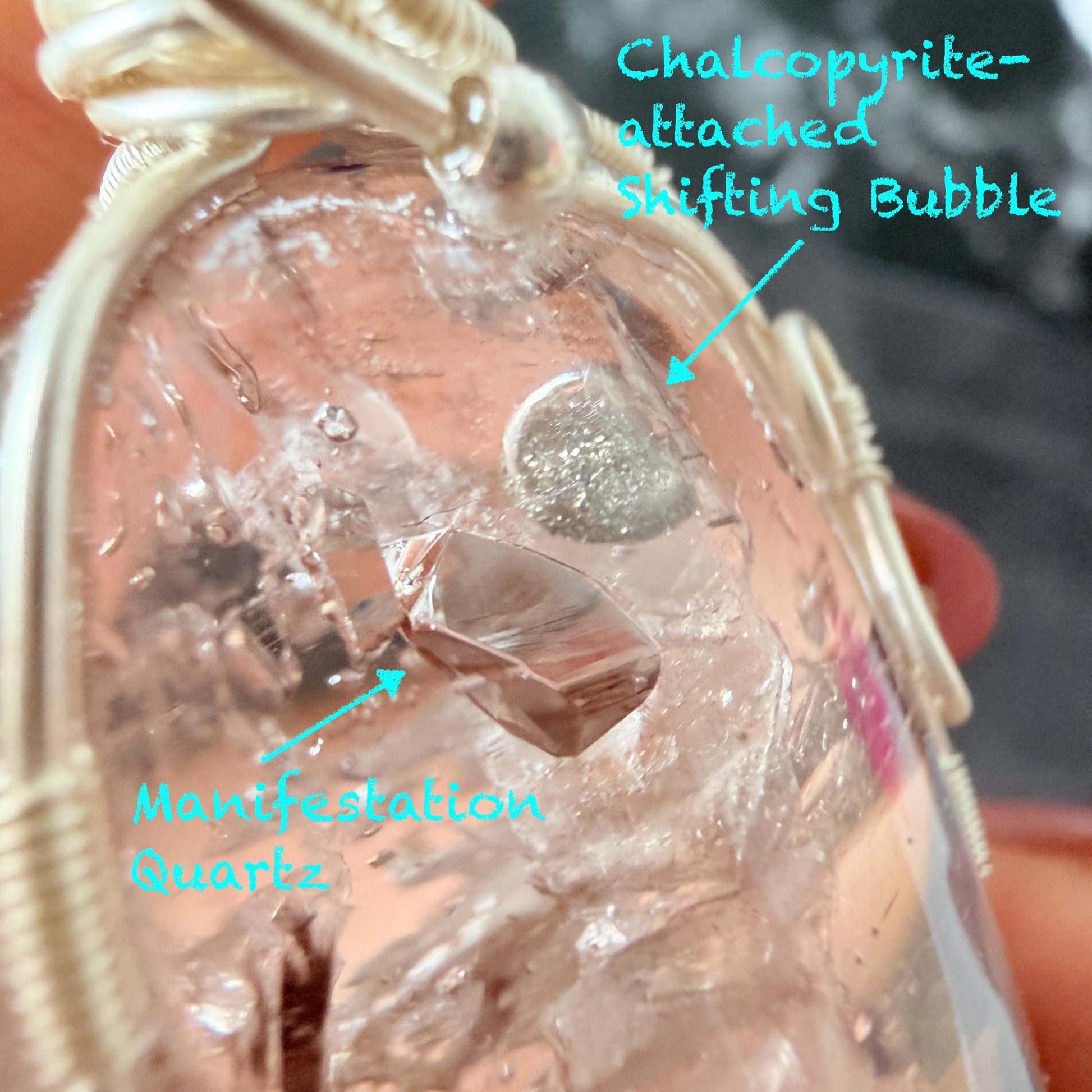 Ultra Rare! Moving Chalcopyrite Enhydro Quartz Cabochon Pendant Adjustable Necklace: with Shifting Bubble Inclusion Polished Crystal | Natural Gemstone Birthstone Gift for her enhydro crystal water bubble inclusion quartz chalcopyrite cubes mineral specimen silver pendant flowing sand inclusion rainbow quartz big enhydro charm choker palm stone for meditation healing stone necklace chakra abundance stone chakra crystal healing stone birthday gift