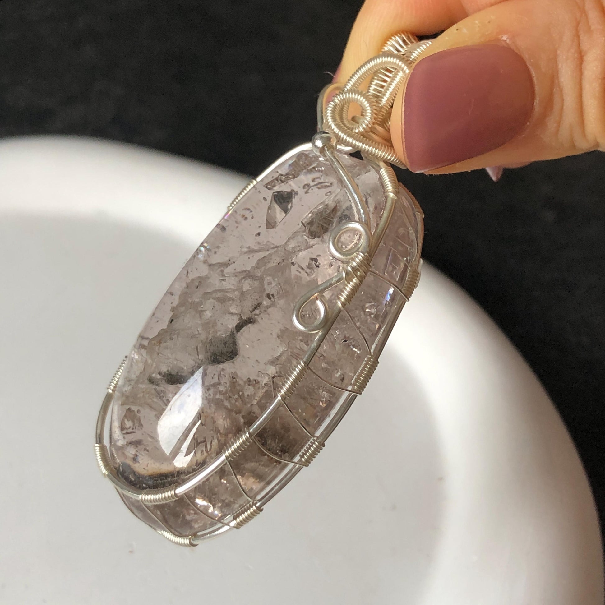 Ultra Rare! Moving Chalcopyrite Enhydro Quartz Cabochon Pendant Adjustable Necklace: with Shifting Bubble Inclusion Polished Crystal | Natural Gemstone Birthstone Gift for her enhydro crystal water bubble inclusion quartz chalcopyrite cubes mineral specimen silver pendant flowing sand inclusion rainbow quartz big enhydro charm choker palm stone for meditation healing stone necklace chakra abundance stone chakra crystal healing stone birthday gift