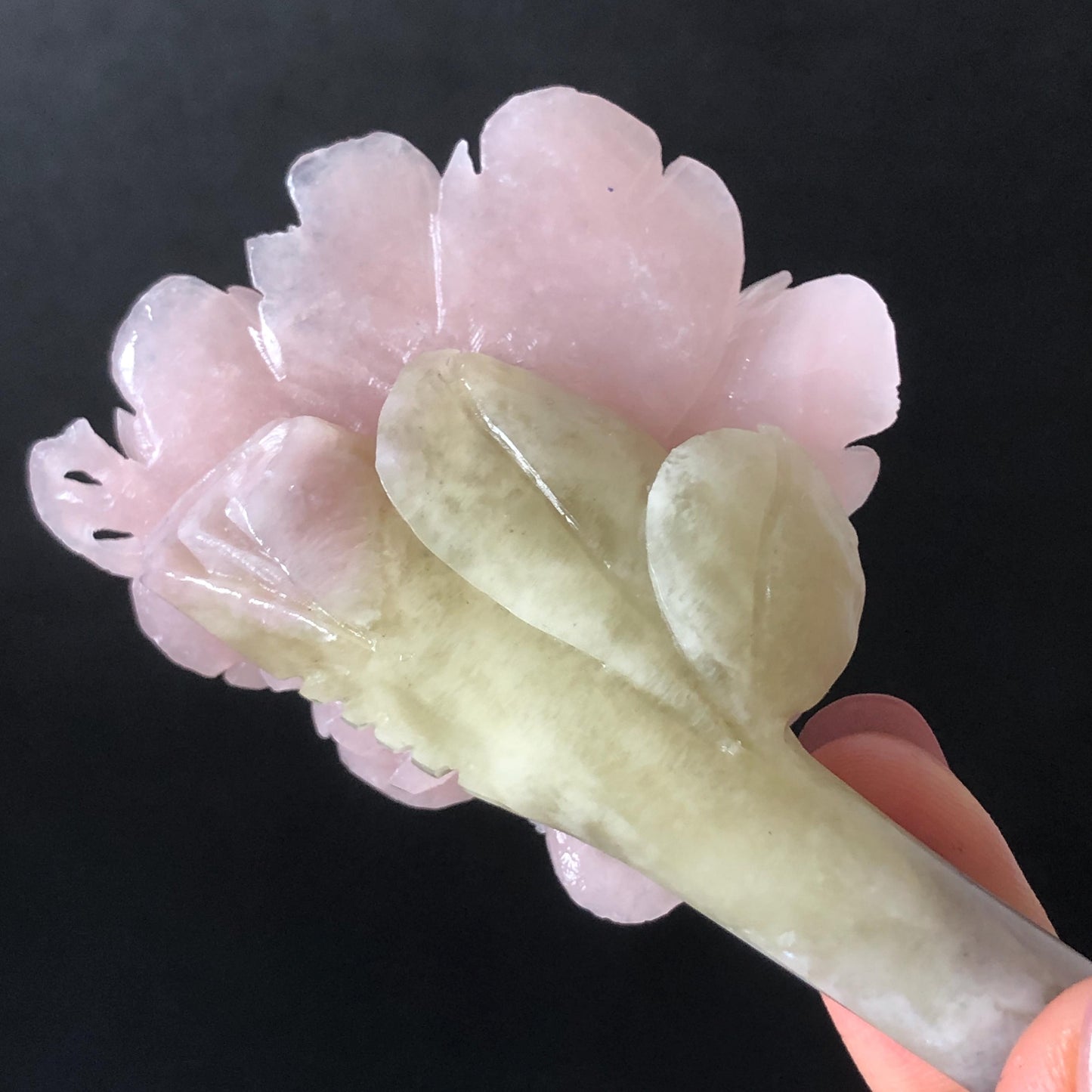 Xiu Jade Serpentine Hand Carved Pink Yulan Flower Hair Pin: Natural Pink Grey Green Jade Handcrafted Hair Stick 3D stone carving Hair Jewelry | Asian Chinese Vintage Hanfu Hair Fork gift for her pink jade carving green jade grey jade flower carving yulan carving hand engraved yulan hairpins japanese hair stick korean hair pins vinatge hair fork chinese hair comb antique hairpins wedding headpiece engagement hair jewelry bridal shower gift bridal hair accessory 3D stone carving