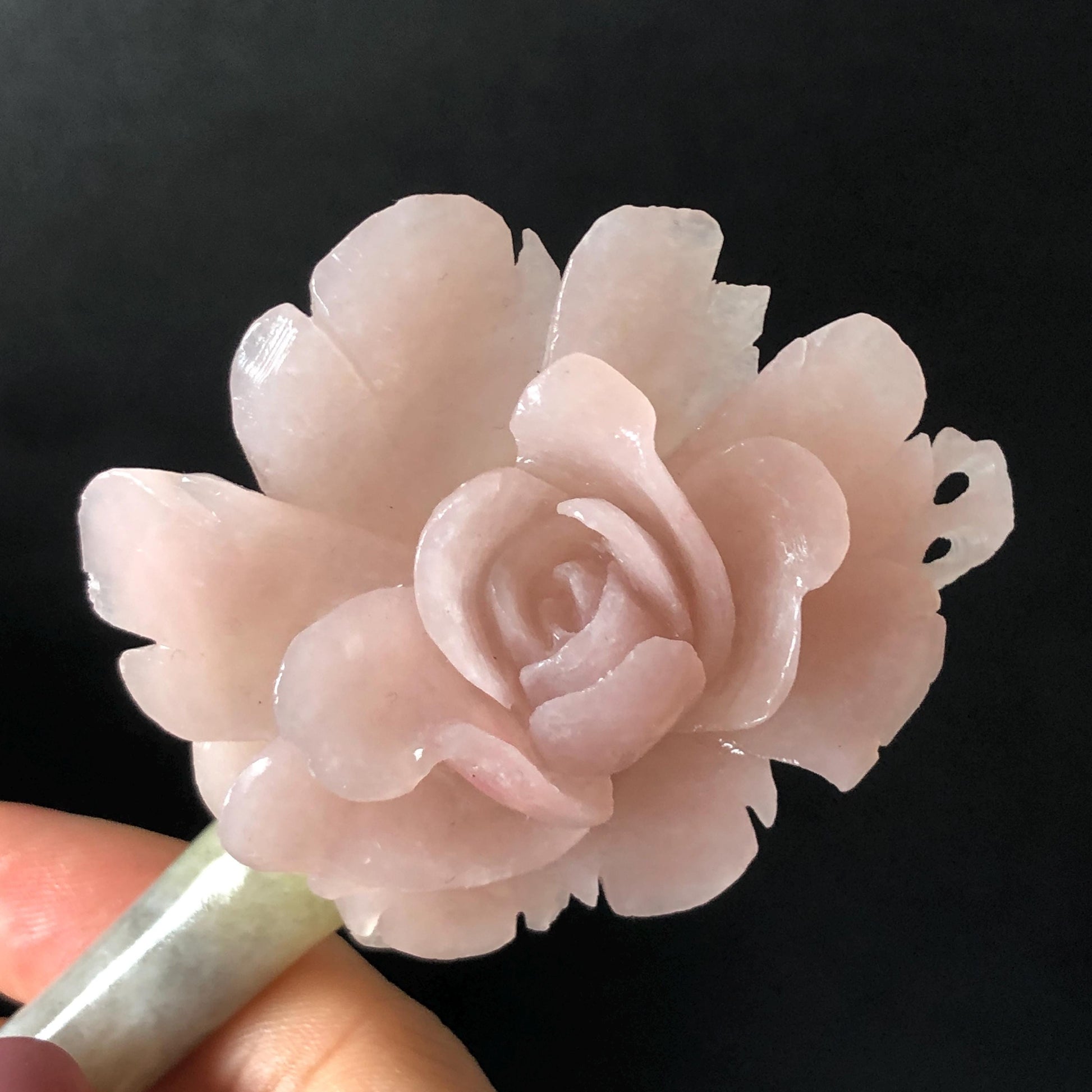 Xiu Jade Serpentine Hand Carved Pink Yulan Flower Hair Pin: Natural Pink Grey Green Jade Handcrafted Hair Stick 3D stone carving Hair Jewelry | Asian Chinese Vintage Hanfu Hair Fork gift for her pink jade carving green jade grey jade flower carving yulan carving hand engraved yulan hairpins japanese hair stick korean hair pins vinatge hair fork chinese hair comb antique hairpins wedding headpiece engagement hair jewelry bridal shower gift bridal hair accessory 3D stone carving