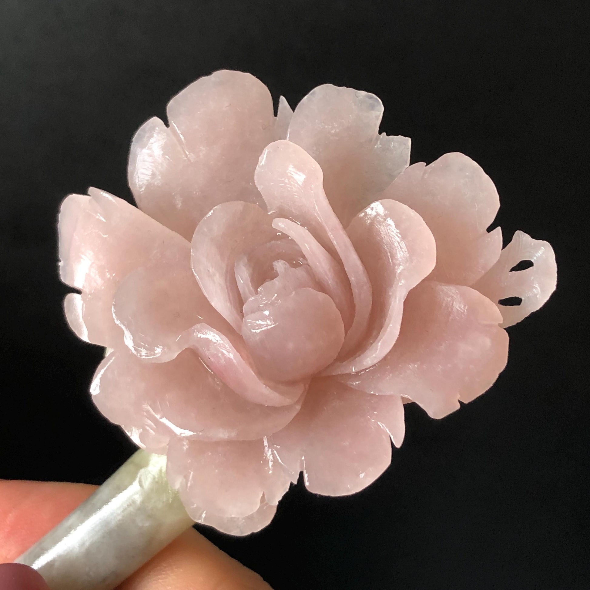 Xiu Jade Serpentine Hand Carved Pink Yulan Flower Hair Pin: Natural Pink Grey Green Jade Handcrafted Hair Stick 3D stone carving Hair Jewelry | Asian Chinese Vintage Hanfu Hair Fork gift for her pink jade carving green jade grey jade flower carving yulan carving hand engraved yulan hairpins japanese hair stick korean hair pins vinatge hair fork chinese hair comb antique hairpins wedding headpiece engagement hair jewelry bridal shower gift bridal hair accessory 3D stone carving