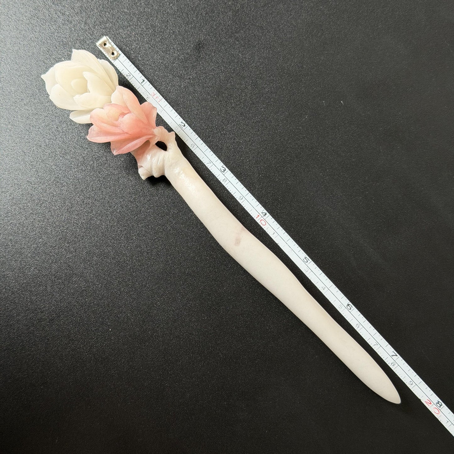 Xiu Jade Serpentine Hand Carved Pink Lotus Flower Hair Pin: Natural Pink & White Jade Handcrafted Hair Stick 3D stone carving Hair Jewelry | Asian Chinese Vintage Hanfu Hair Fork gift for her pink jade carving white jade flower carving yulan carving hand engraved yulan hairpins japanese hair stick korean hair pins vinatge hair fork chinese hair comb antique hairpins wedding headpiece engagement hair jewelry bridal shower gift bridal hair accessory 3D stone carving asian hair crown