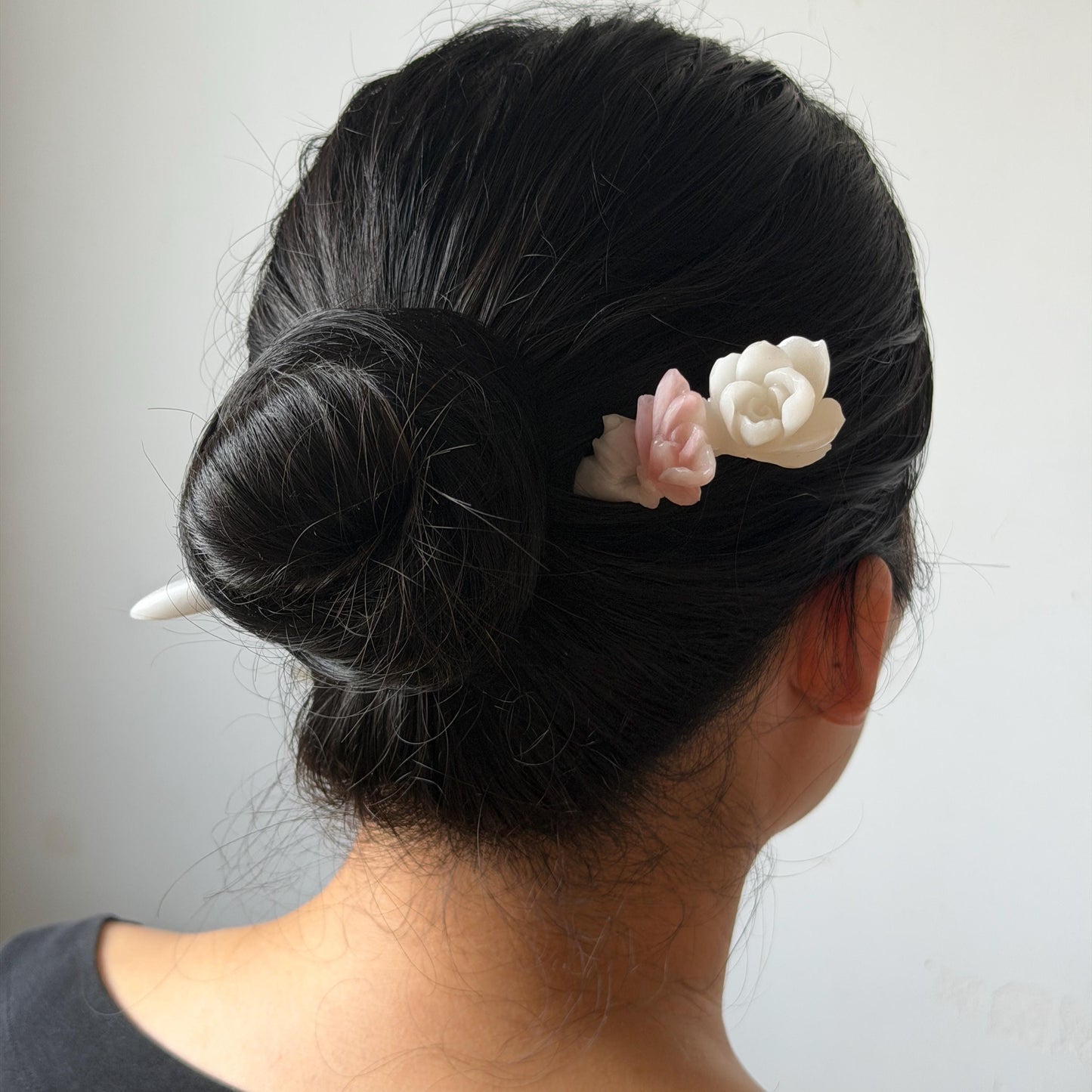 Xiu Jade Serpentine Hand Carved Pink Lotus Flower Hair Pin: Natural Pink & White Jade Handcrafted Hair Stick 3D stone carving Hair Jewelry | Asian Chinese Vintage Hanfu Hair Fork gift for her pink jade carving white jade flower carving yulan carving hand engraved yulan hairpins japanese hair stick korean hair pins vinatge hair fork chinese hair comb antique hairpins wedding headpiece engagement hair jewelry bridal shower gift bridal hair accessory 3D stone carving asian hair crown