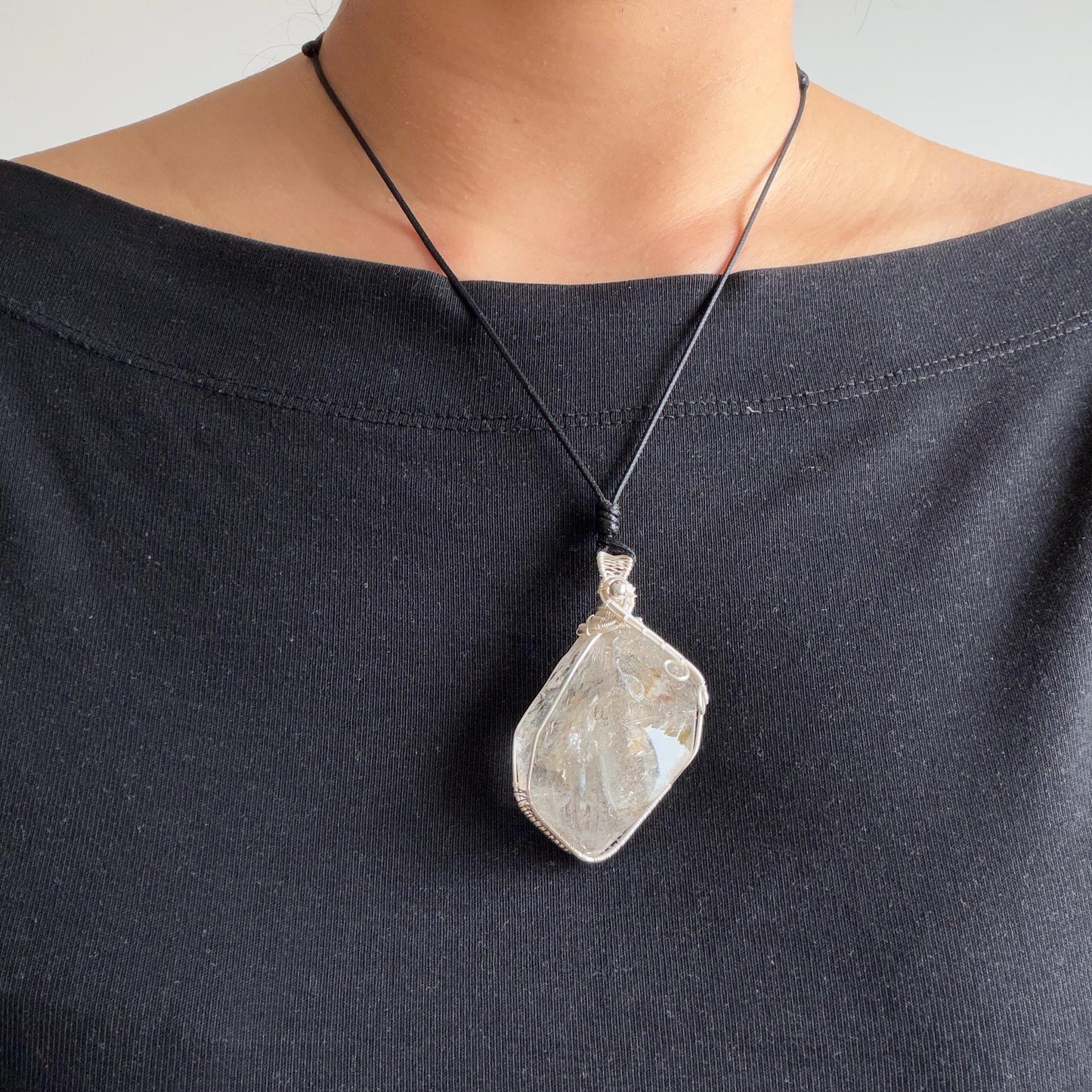 Rare Found! Polished Enhydro Golden Healer Quartz Large Pendant Adjustable Necklace: Moving White Granule & Big Shifting Bubble Inclusion Crystal | Natural Gemstone Birthstone Gift for her men chakra crystal purify stone minerals specimen yellow hematoid pendant inclusion crystal inclusion quartz jewelry rainbow quartz choker adjustable necklace enhydro crystal wire wrapped pendant quick sand inclusion bubble inclusion water inclusion quartz rainbow quartz palm stone quick sand