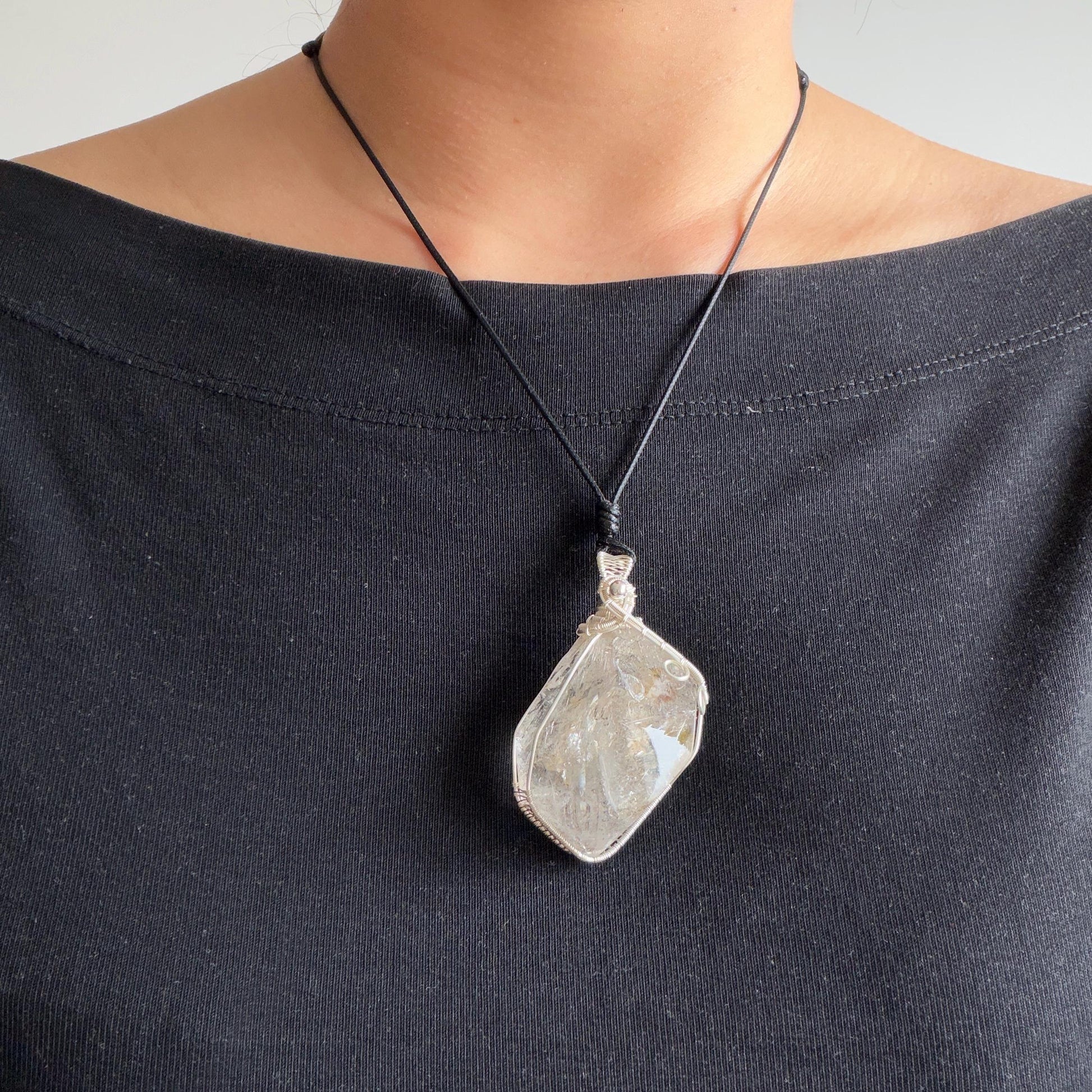 Rare Found! Polished Enhydro Golden Healer Quartz Large Pendant Adjustable Necklace: Moving White Granule & Big Shifting Bubble Inclusion Crystal | Natural Gemstone Birthstone Gift for her men chakra crystal purify stone minerals specimen yellow hematoid pendant inclusion crystal inclusion quartz jewelry rainbow quartz choker adjustable necklace enhydro crystal wire wrapped pendant quick sand inclusion bubble inclusion water inclusion quartz rainbow quartz palm stone quick sand
