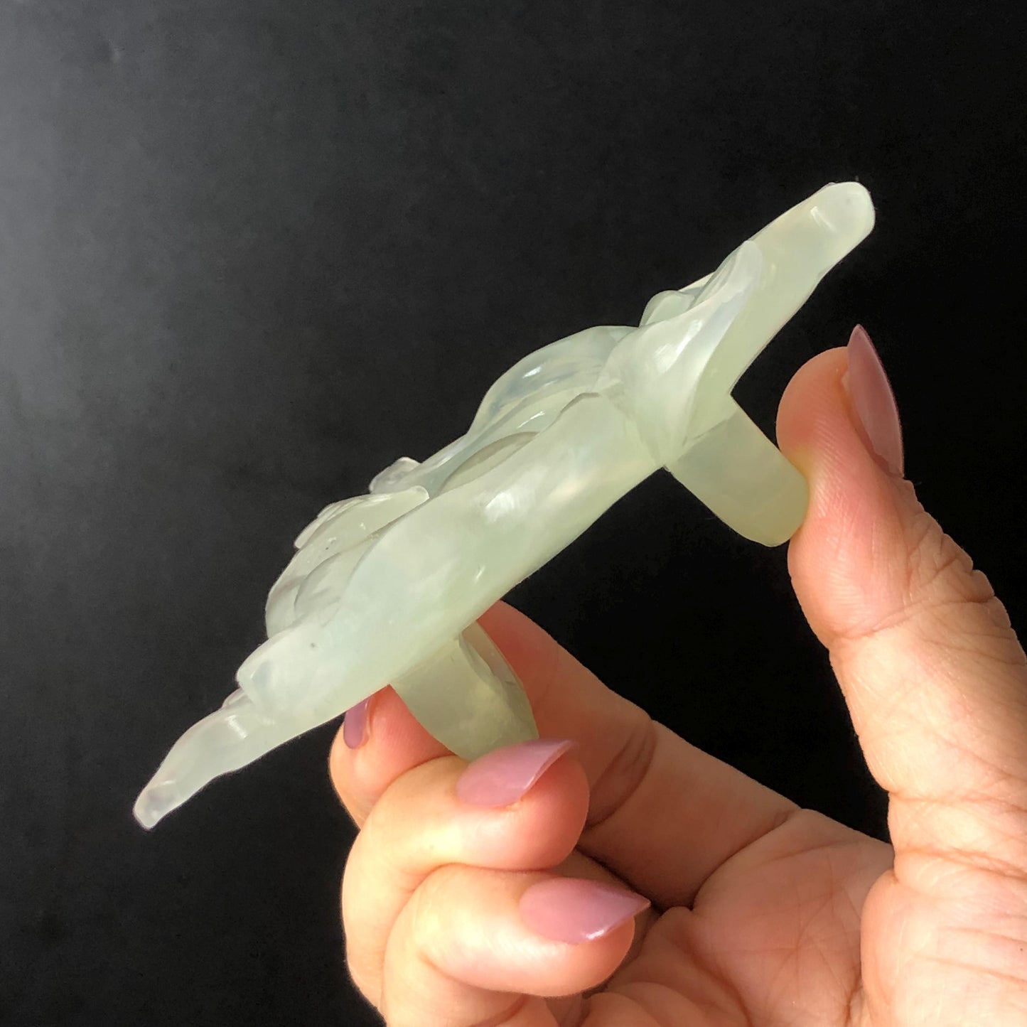 Xiu Jade Nine-tailed Fox Hand Carved Hair Crown: Natural Serpentine Ice Green  Jade Hanfu Hair Stick 3D stone carving Asian Chinese Vintage Style  Gift for her, hairpin, green jade hair stick, hair fork, chinese hairpin, korean hair stick, japanese hair pin, vinatge hair comb, bridal hair clip, fox lover gift, hand carved fox, hand engraved animals carving, fox carving, real jade untreated jade bridal headpiece wedding hair jewelry hollow out carving gift for her engagement gift