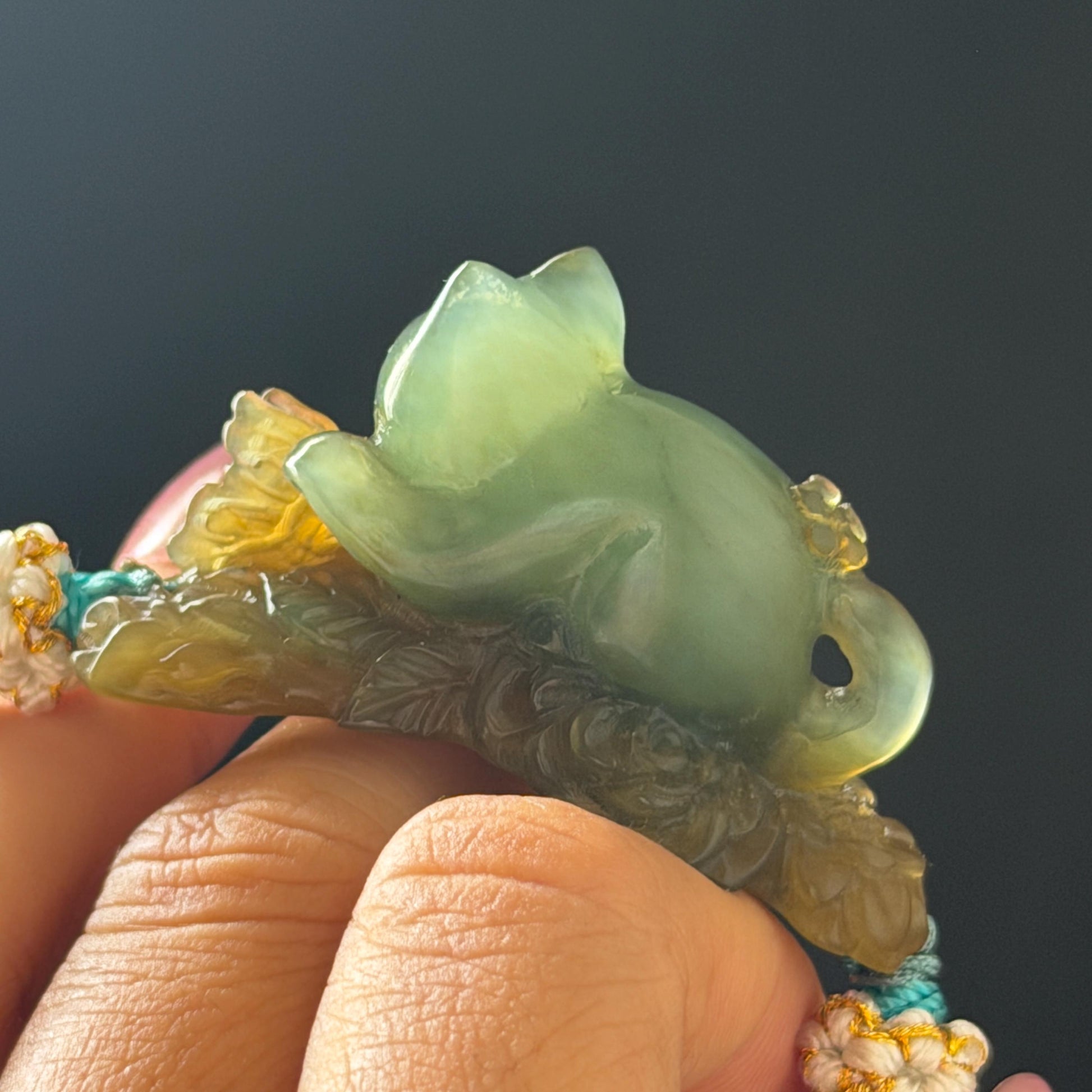 Xiu Jade Serpentine Hand Carved Bird & Butterfly with Flower Charm Braided Bracelet: Natural Green and Yellow Jade Adjustable Bracelet 3D Stone Carving  adjustable bracelet woven bracelet rope 3D jade carving green jade yellow jade multicolour jade natural untreated jade handcrafted charm bead bracelet handmade bracelet butterfly carving flower carving hand engraved charm chinese braided bracelet vintage bracelet antique bracelet lucky rope cat lover gift birthday gift handcrafted bracelet