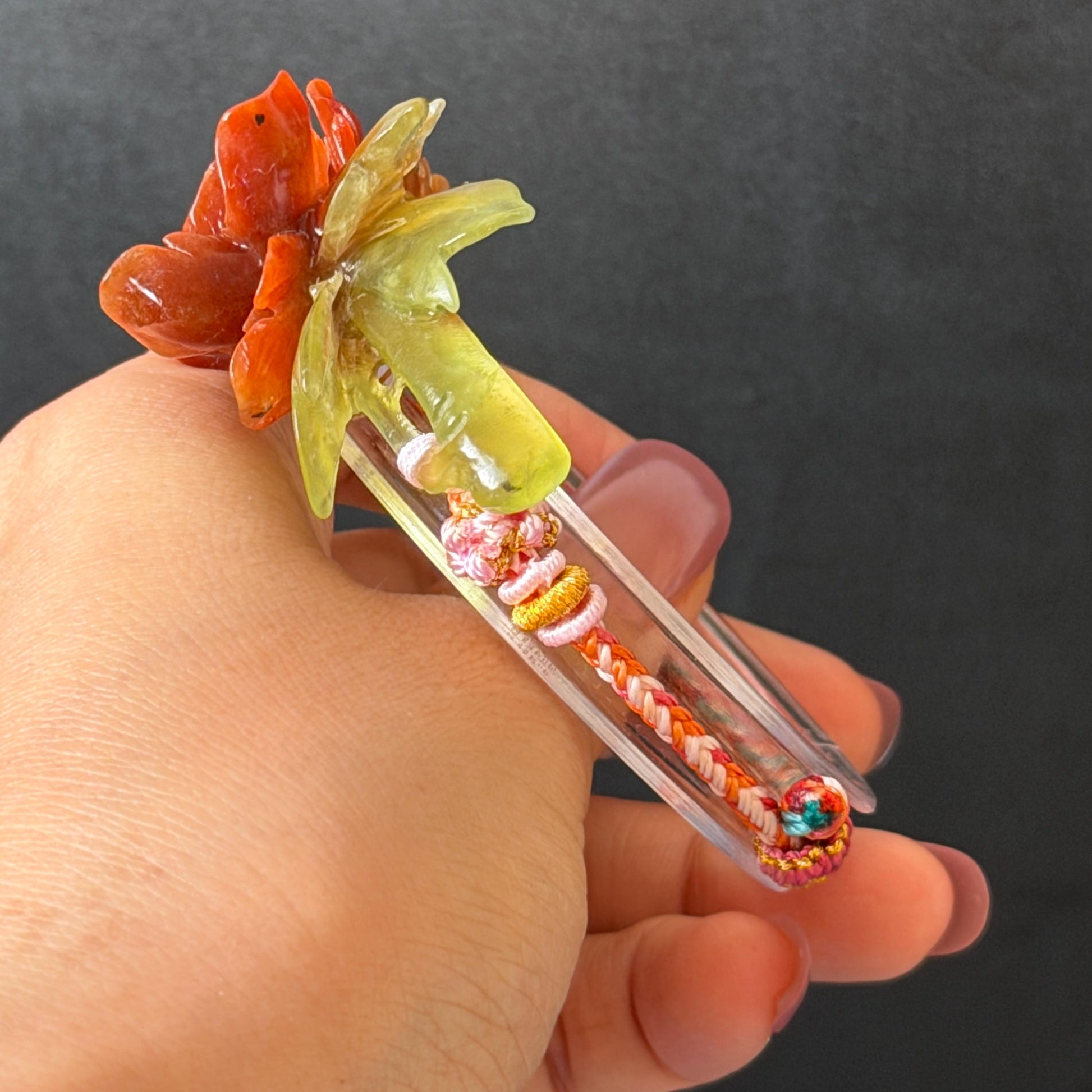 Xiu Jade Serpentine Hand Carved Blooming Peony Flower Charm Braided Bracelet: Natural Ice Yellow Red Jade Adjustable Bracelet 3D Stone Carving   adjustable bracelet woven bracelet rope 3D jade carving red jade yellow jade natural untreated jade handcrafted charm bead bracelet handmade bracelet flower carving peony carving hand engraved charm chinese braided bracelet vintage bracelet antique bracelet lucky rope flower lover gift birthday gift handcrafted bracelet birthday gift handmade bracelet